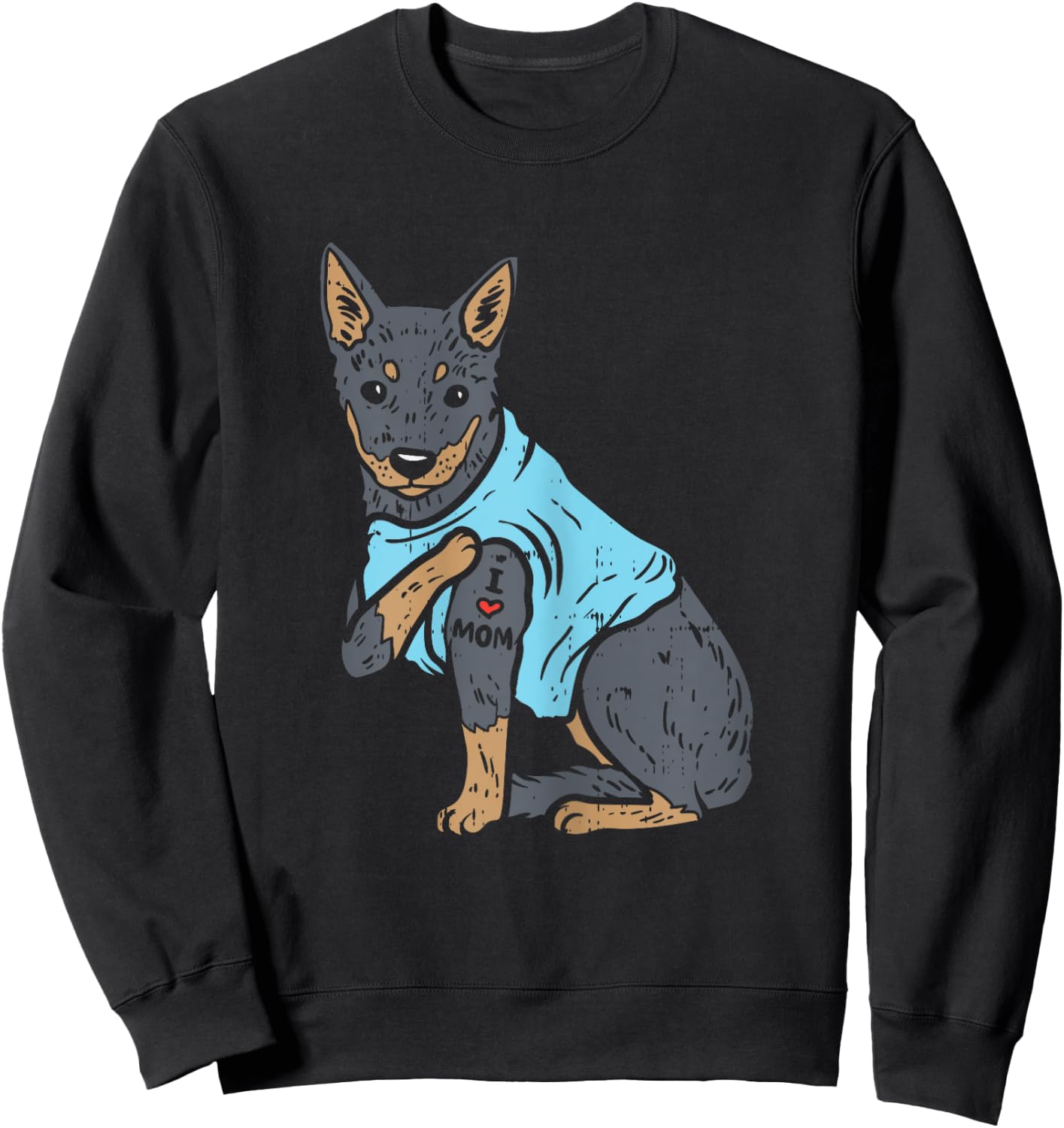 Heeler I Love Mom Animal Pet Red Blue Cattle Dog Women Gift Sweatshirt - Sweatshirt | Black