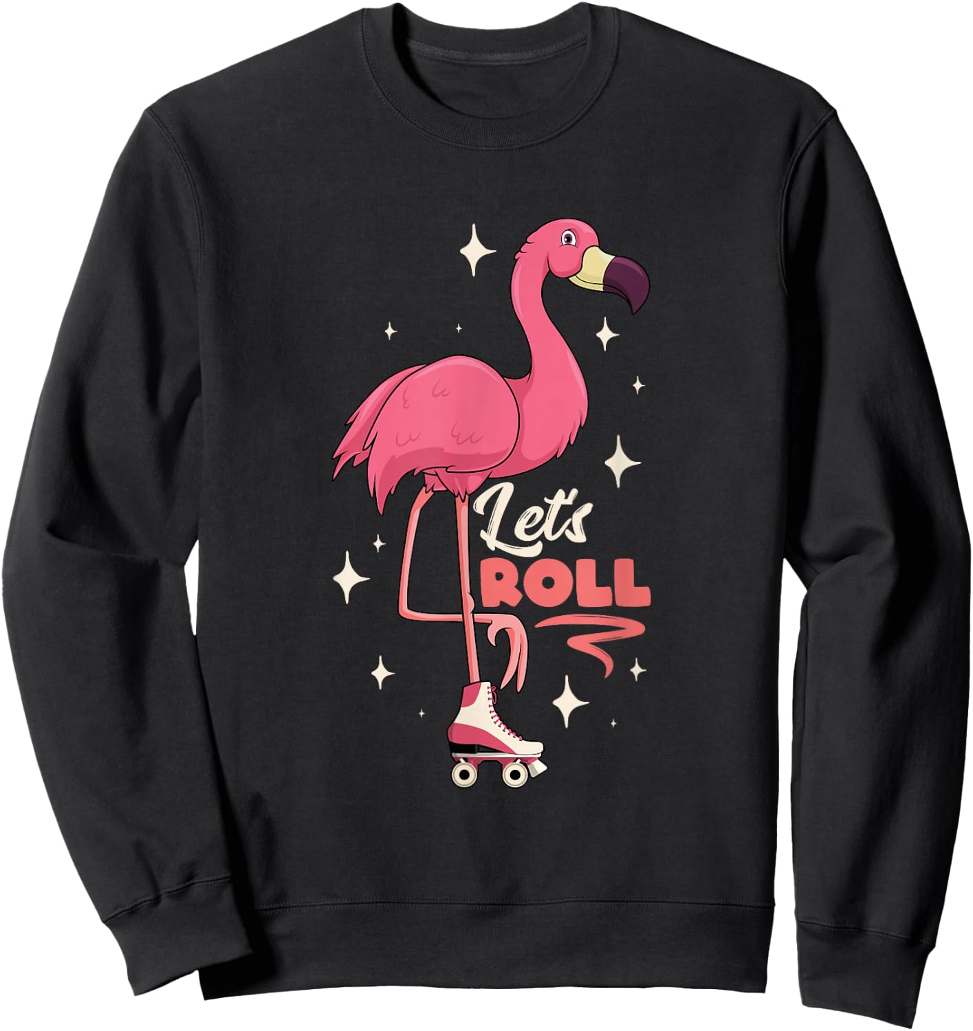 Roller Skating Dance Flamingo Let's Roll Quad Skater Sweatshirt - Sweatshirt | Black