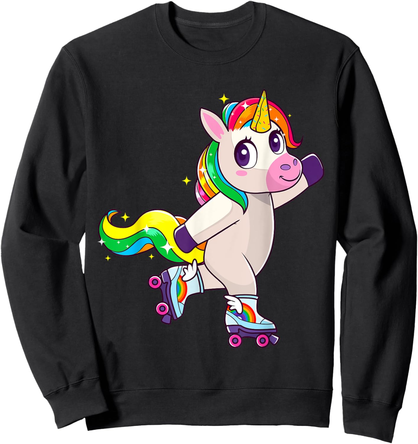 Birthday Roller Girl Funny Retro Rolling Skates Women Kids Sweatshirt - Sweatshirt | Black