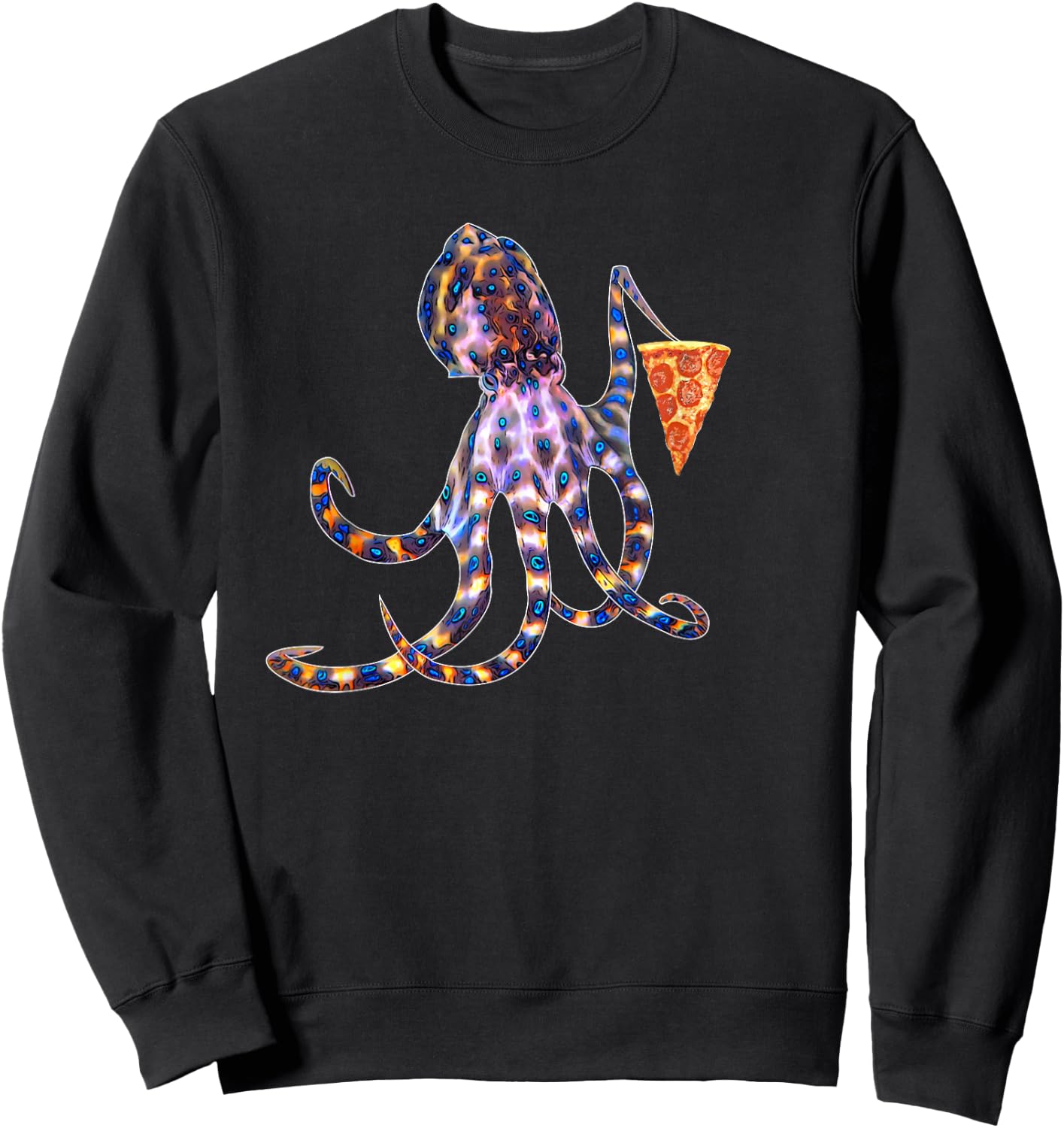 Blue ringed octopus and pizza lovers Sweatshirt - Sweatshirt | Black
