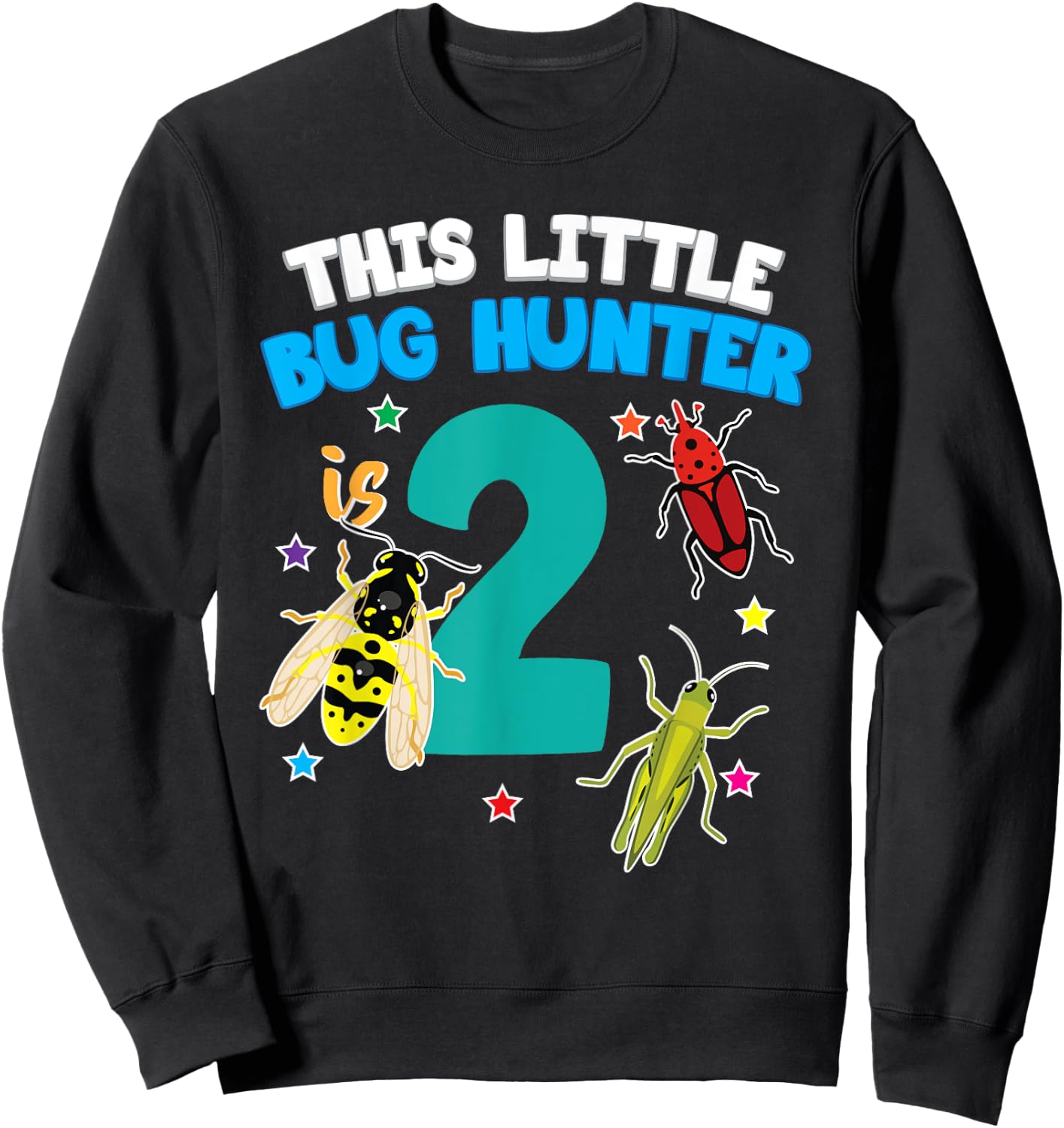This Little Bug Hunter is 2 Insect 2nd Birthday Girls Boys Sweatshirt - Sweatshirt | Black