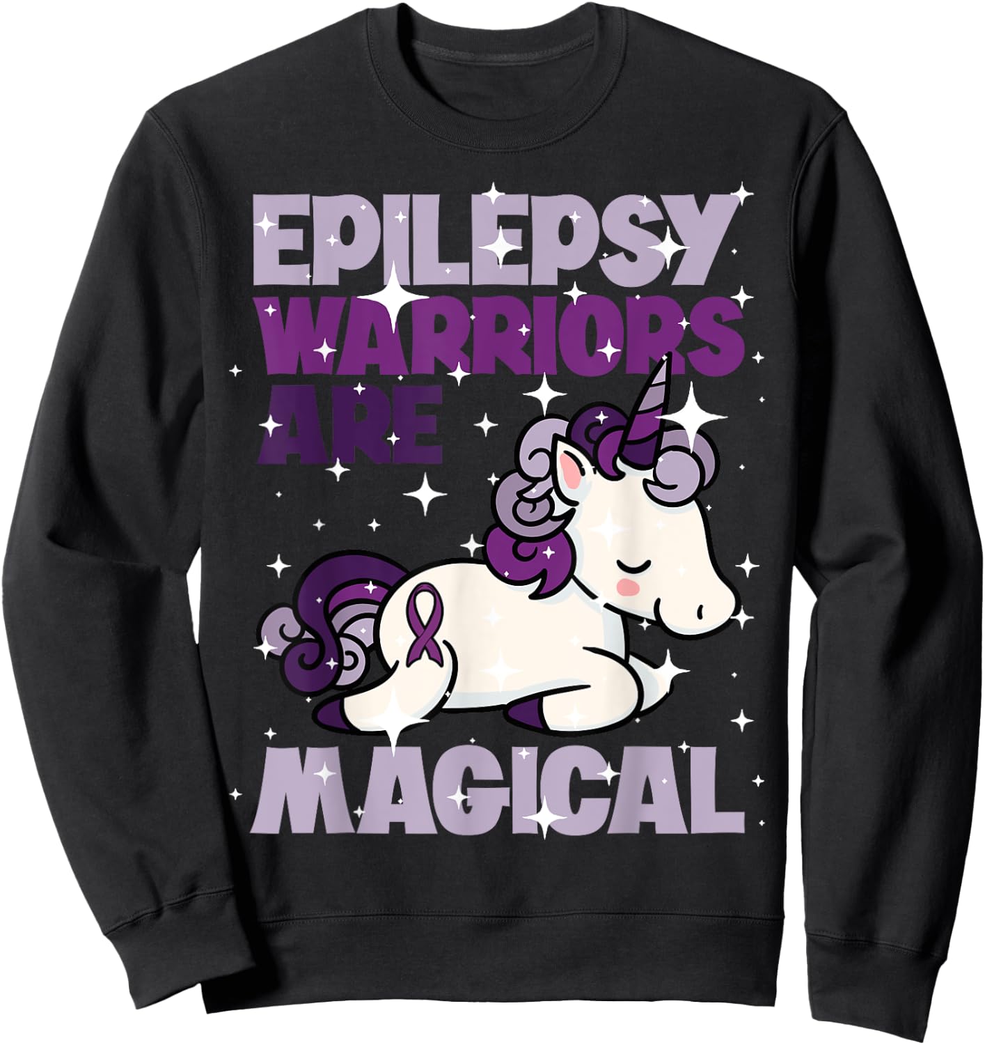 Epilepsy Warrior Epileptic Day Purple Unicorn Lover Gift Sweatshirt - Sweatshirt | Black
