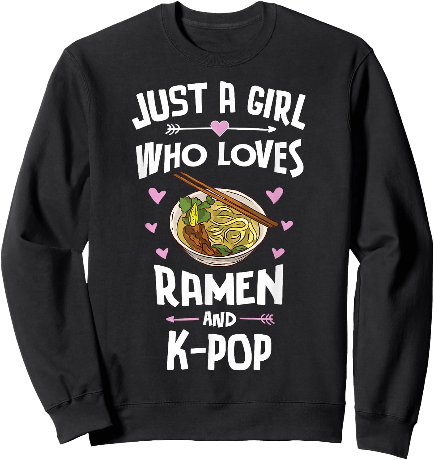 Ramen and K-Pop Graphic for Teen Girls Small Sweatshirt - Sweatshirt | Black