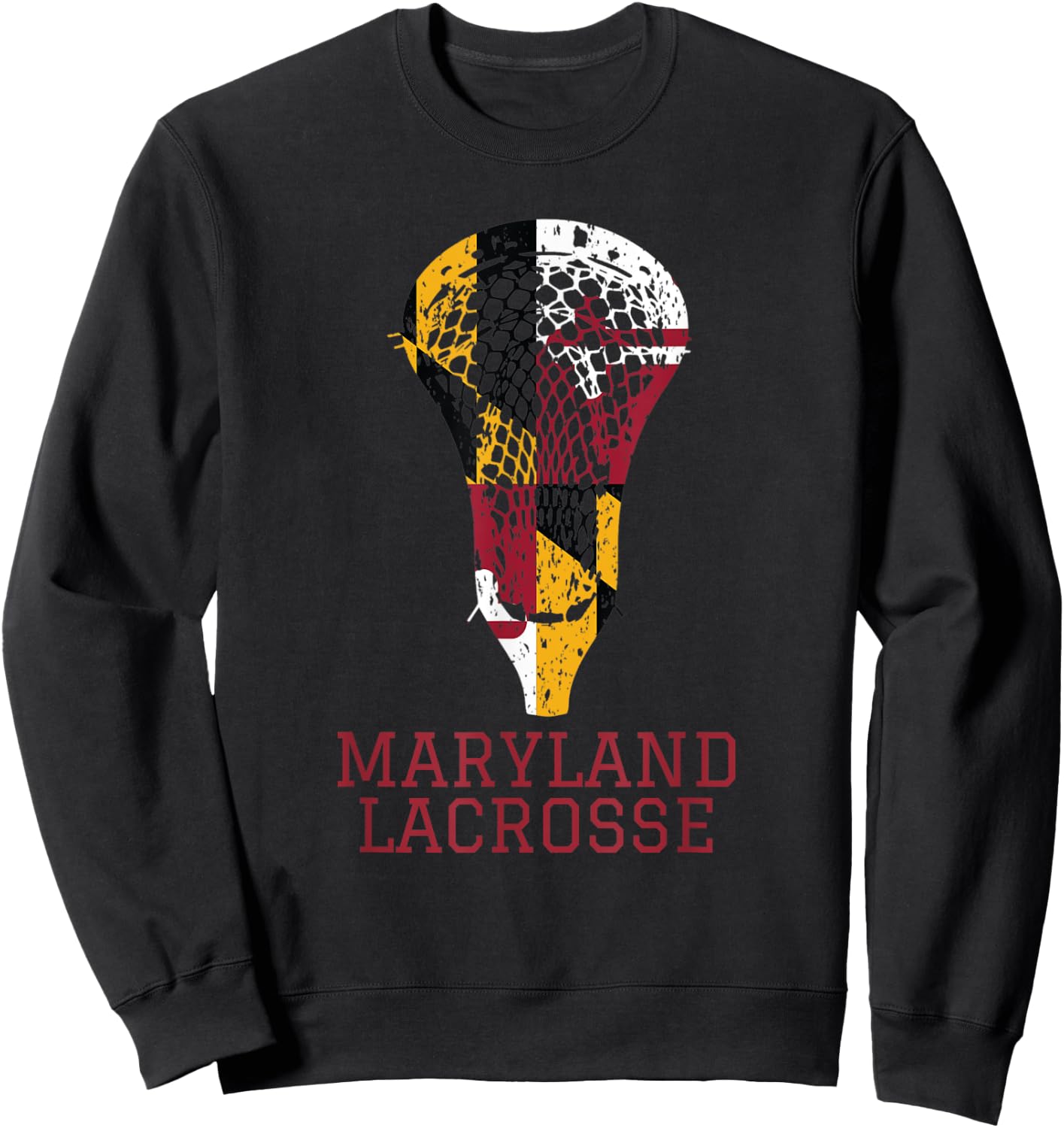 State of Maryland Flag Lacrosse Team Player Lax Coach Gift Sweatshirt - Sweatshirt | Black