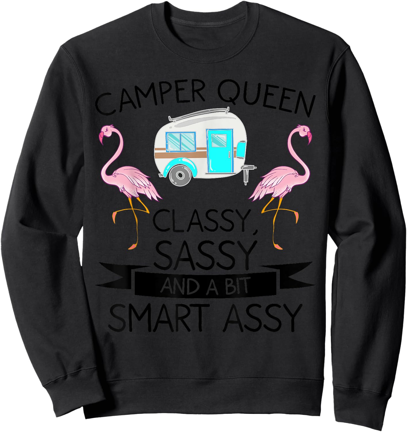 Funny Camper Queen Sassy Gift RV Camping Lovers Sweatshirt - Sweatshirt | Black