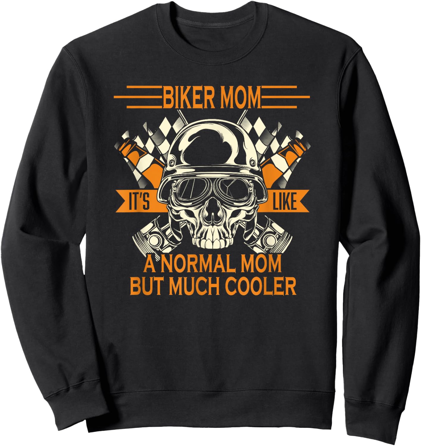 Retro Biker Mom Motorcycle Mother's Day Gift Mums Sweatshirt - Sweatshirt | Black