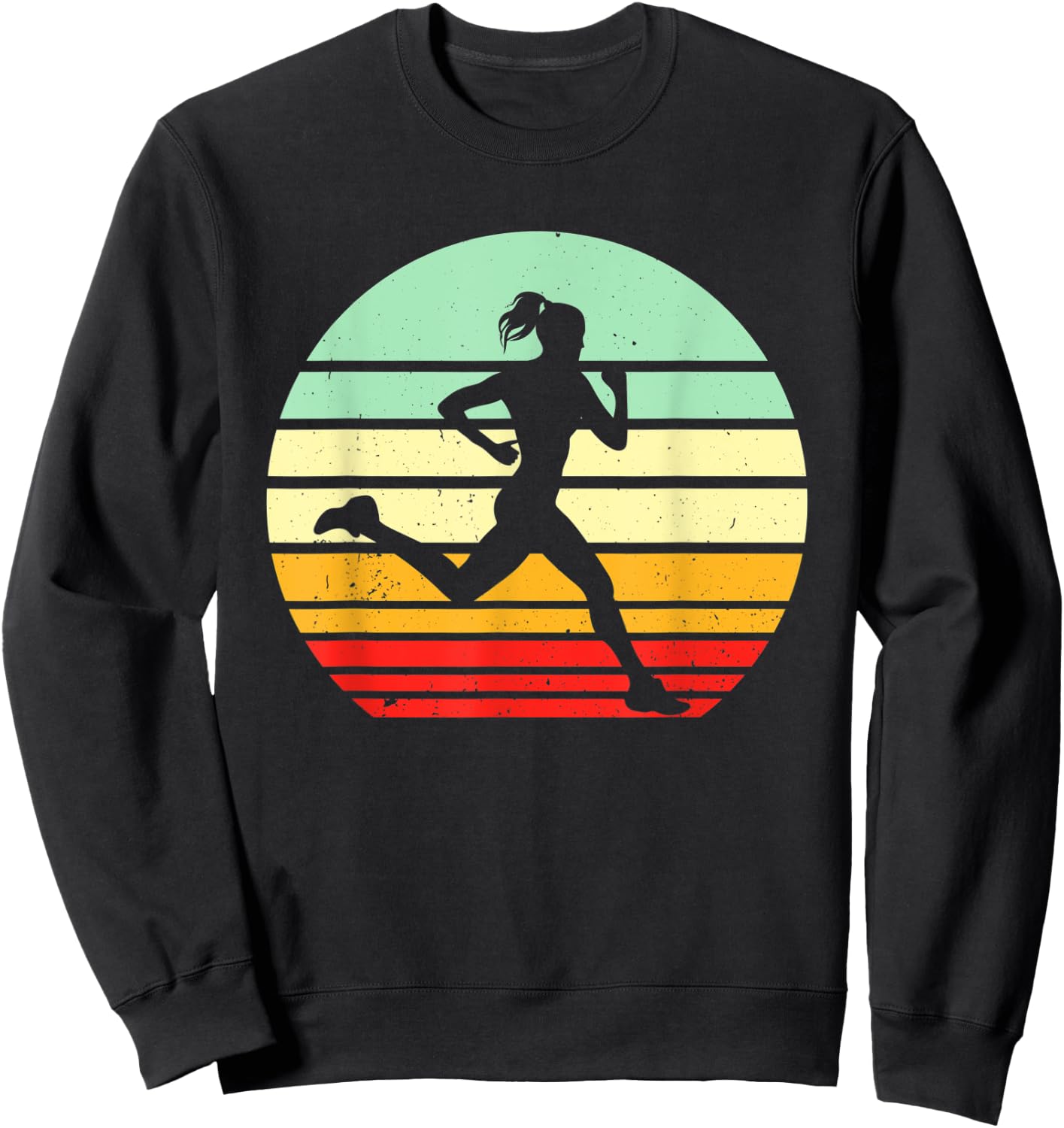 Vintage Running Marathon Jogging Run 80s Retro Runner Sweatshirt - Sweatshirt | Black