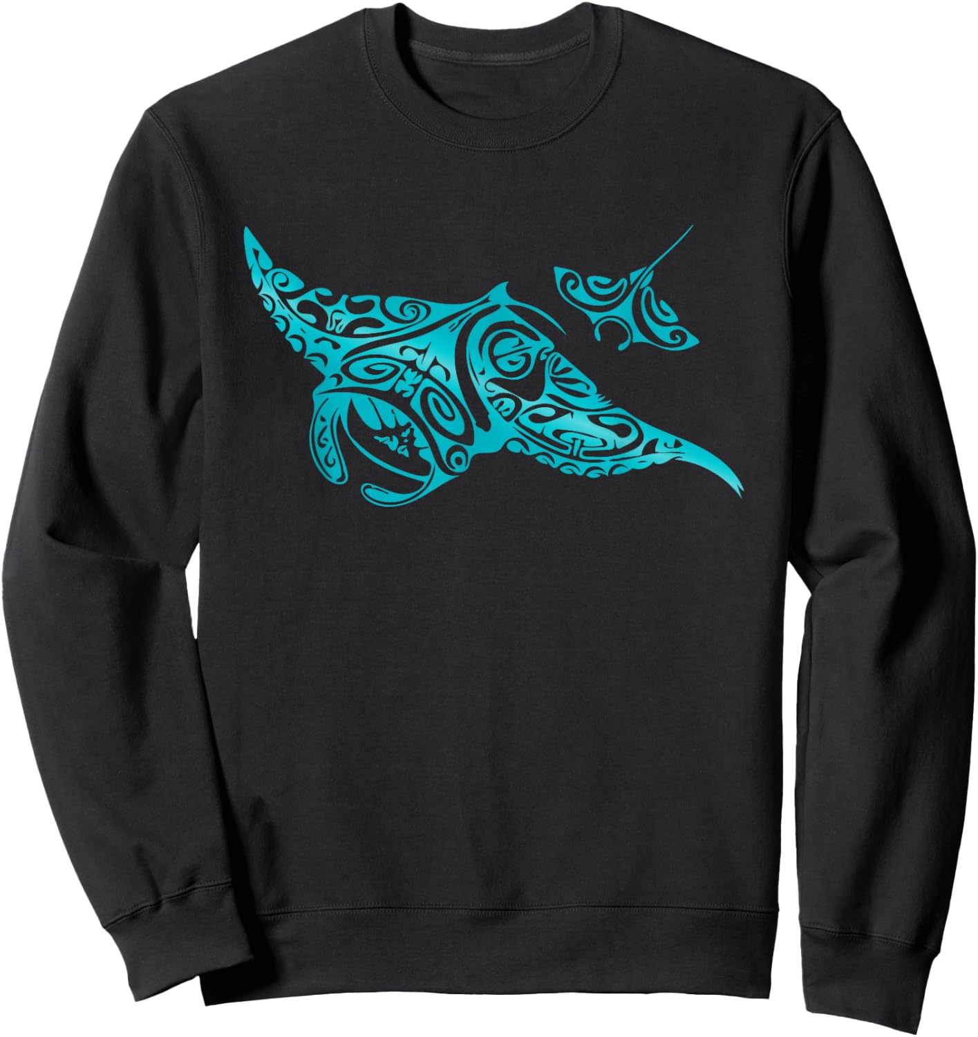 Hawaii Tribal Manta Ray Hawaiian Shirt Shark Lover Sweatshirt - Sweatshirt | Black