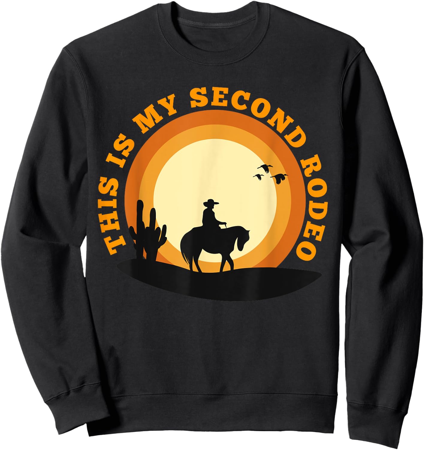 Funny Sarcastic Western This Is My Second Rodeo Cowboy Sweatshirt - Sweatshirt | Black
