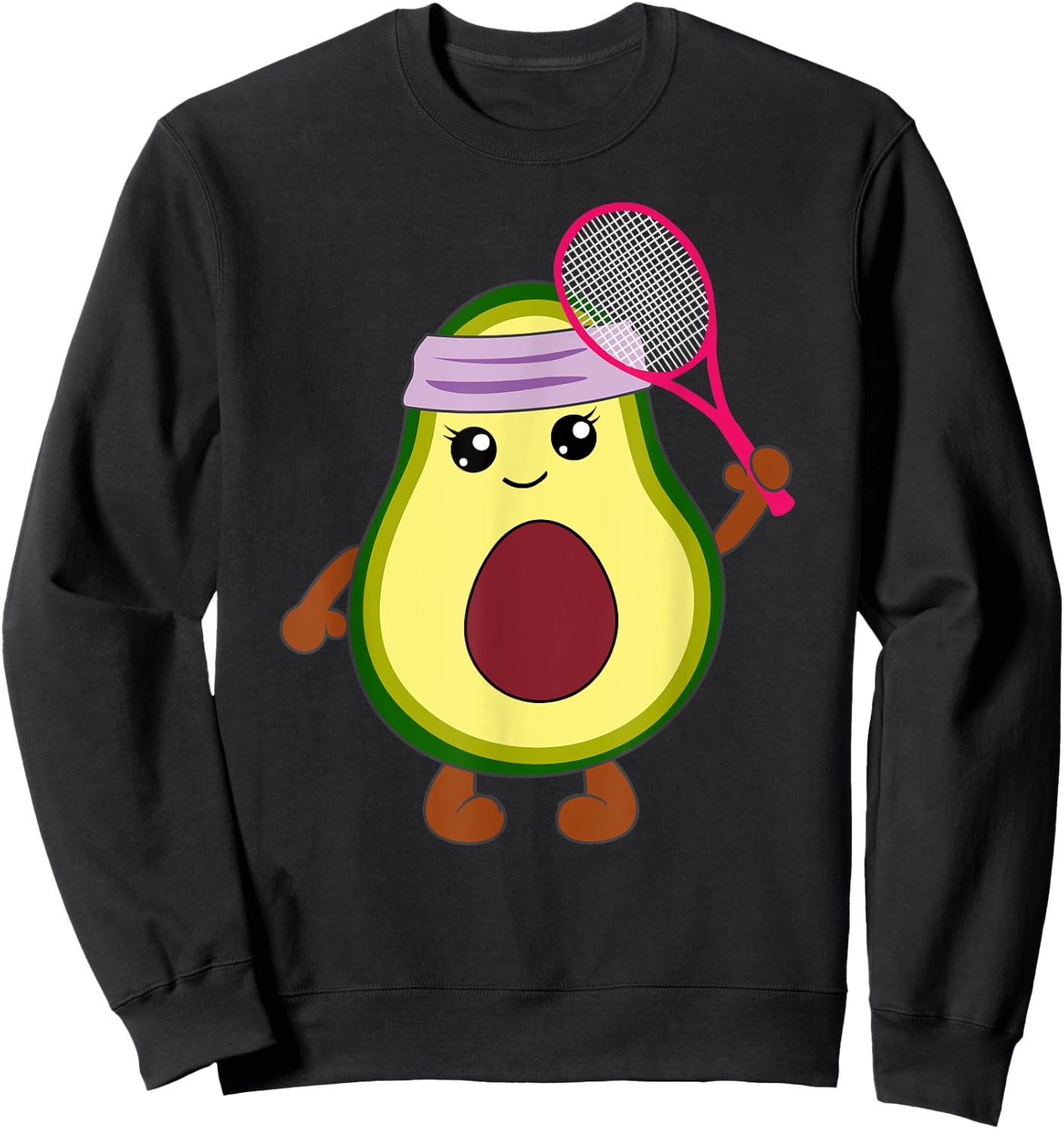 Funny Avocado Tennis Player Tennis Gift Vegetarian Sweatshirt - Sweatshirt | Black