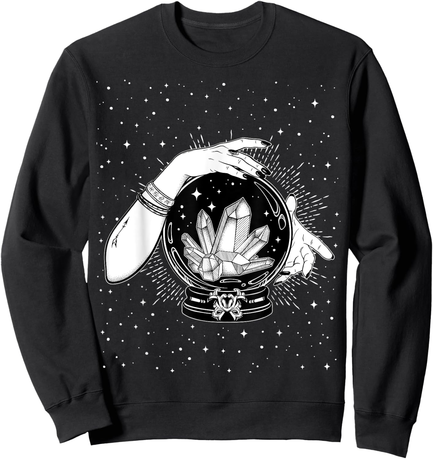 Vintage Witchy Mystic Crystal Ball Fortune Teller Crystals Sweatshirt - Sweatshirt | Black