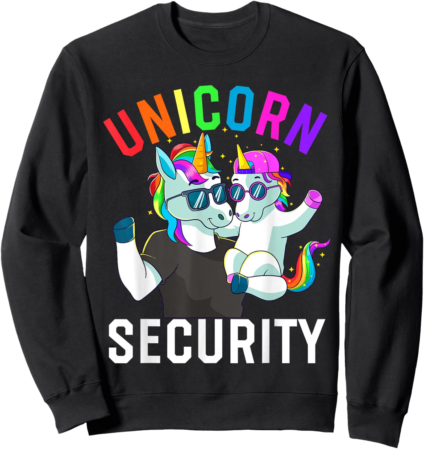Unicorn Security Boy Brother Baby Sister Dad Family Birthday Sweatshirt - Sweatshirt | Black