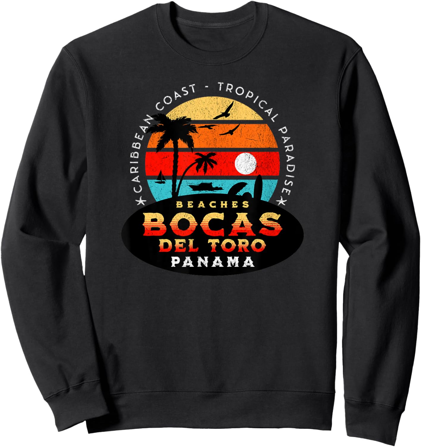 Bocas del Toro Panama Tropical Beach Sunset Design Sweatshirt - Sweatshirt | Black