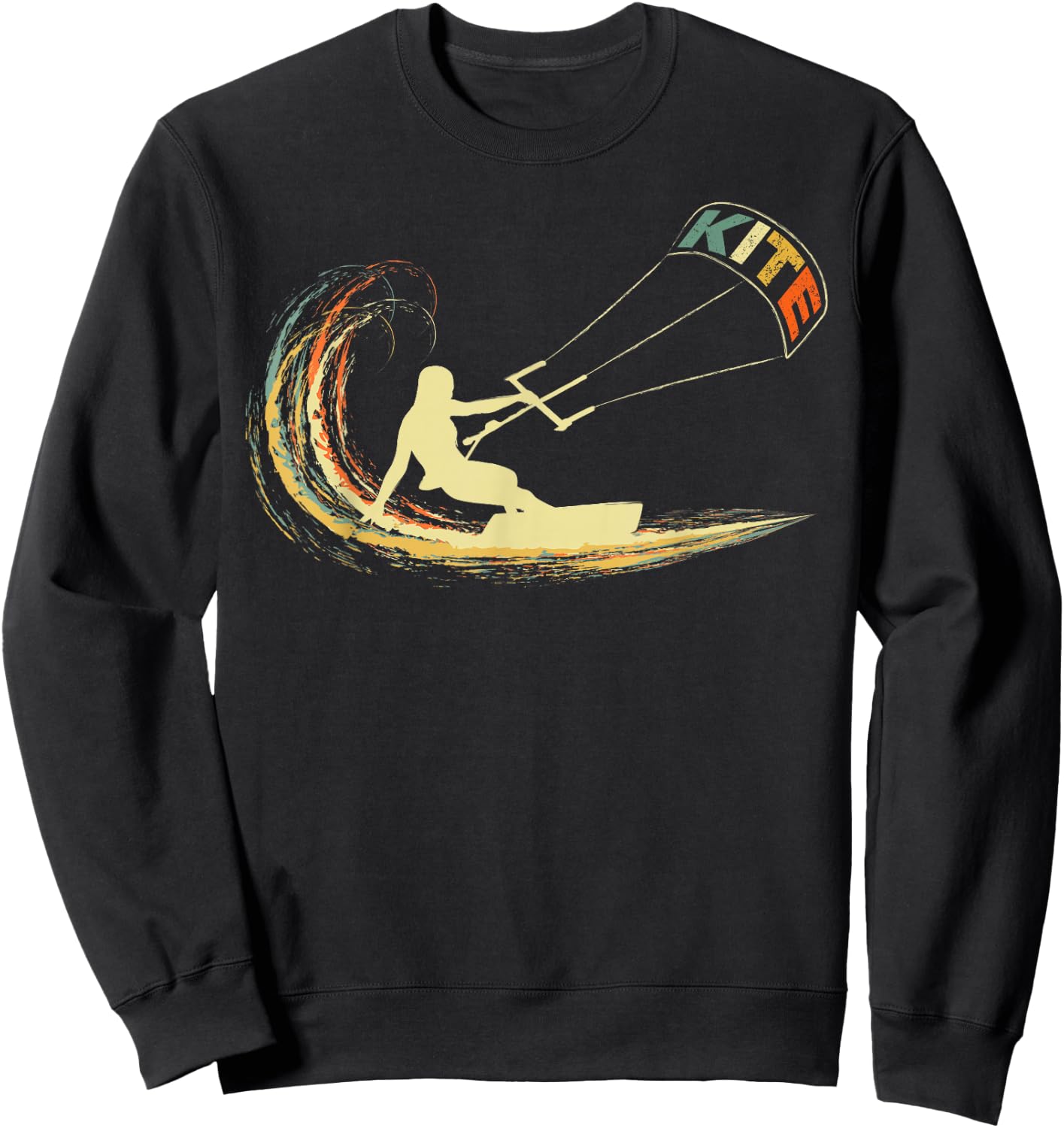Kite Kiteboarding Kitesurfing Surf Vintage Retro Holiday Sweatshirt - Sweatshirt | Black