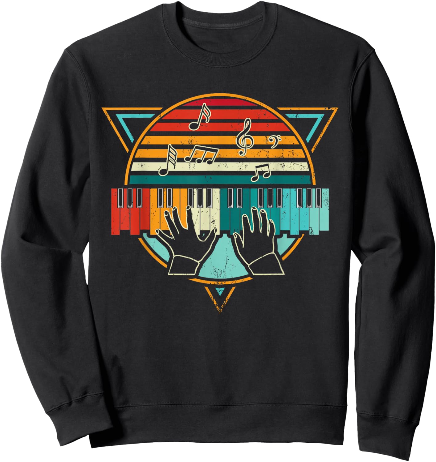 Retro Piano Keyboard Sweatshirt - Sweatshirt | Black