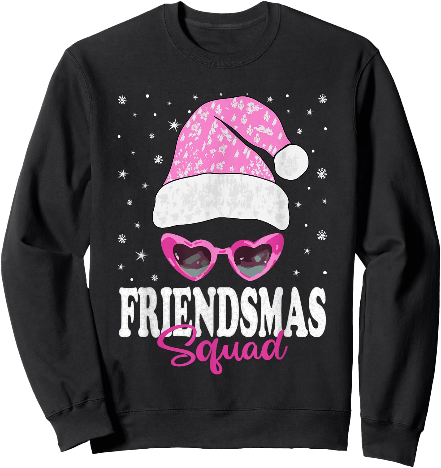 Friendsmas Squad Christmas Santa Hat Matching Besties Sweatshirt - Sweatshirt | Black