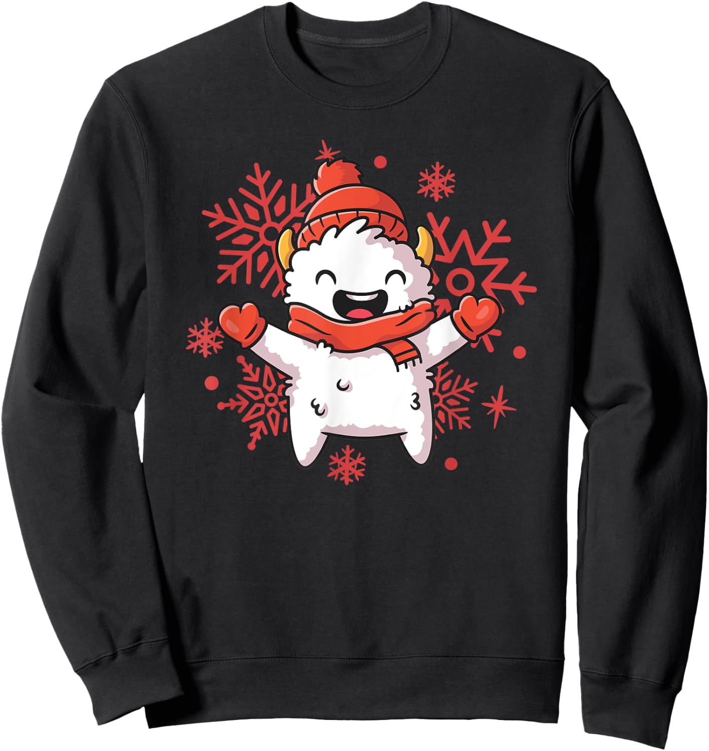 Yeti Christmas Shirt Cute Holiday Shirts Snowflake Sweatshirt - Sweatshirt | Black