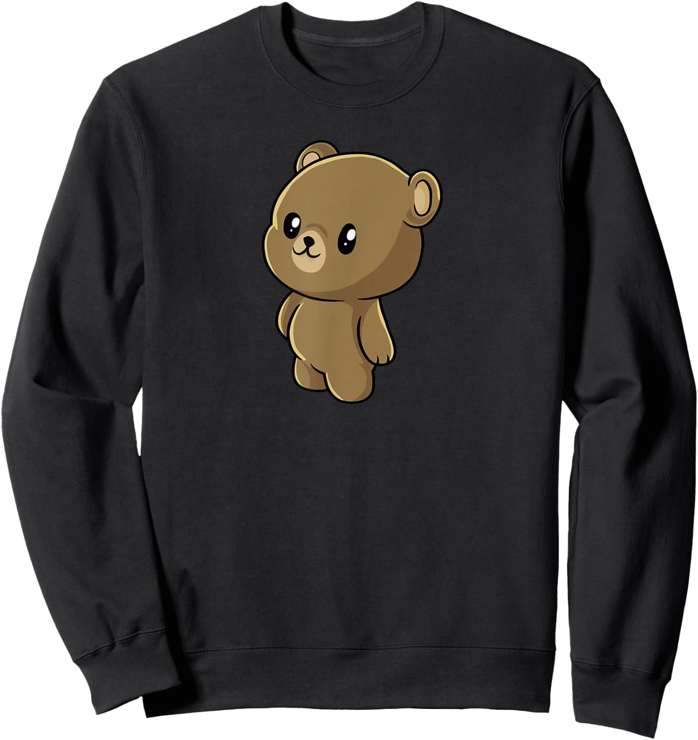 Kawaii Brown Bear Gift - Anime Grizzly Bear Sweatshirt - Sweatshirt | Black