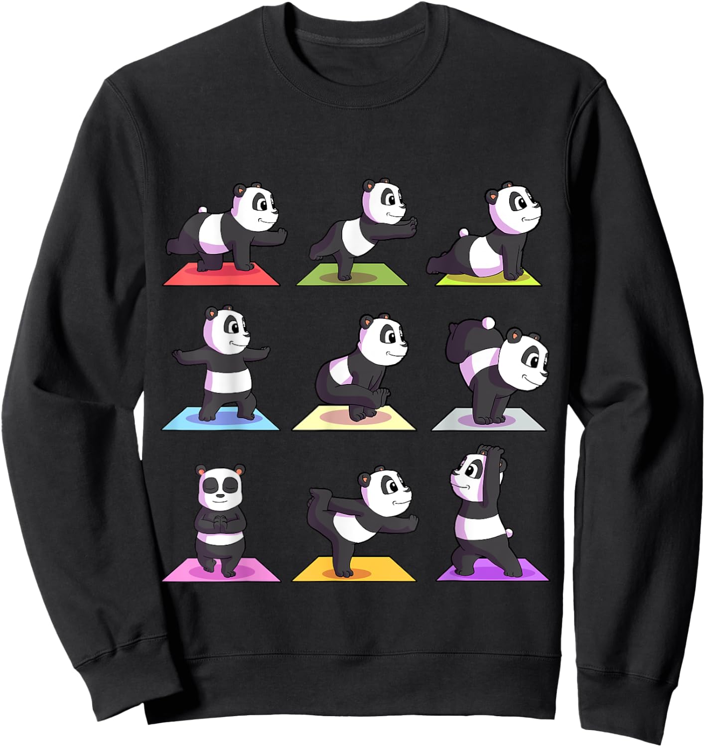 Panda Yoga Shirt Women Panda Lover Gift Girls Meditation Sweatshirt - Sweatshirt | Black