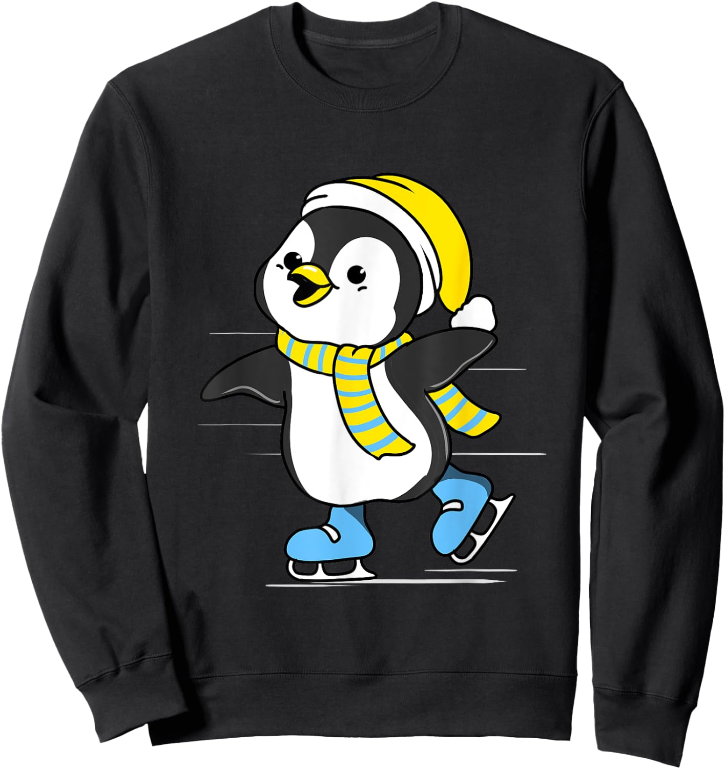 Penguin Ice Skating Sweatshirt - Sweatshirt | Black