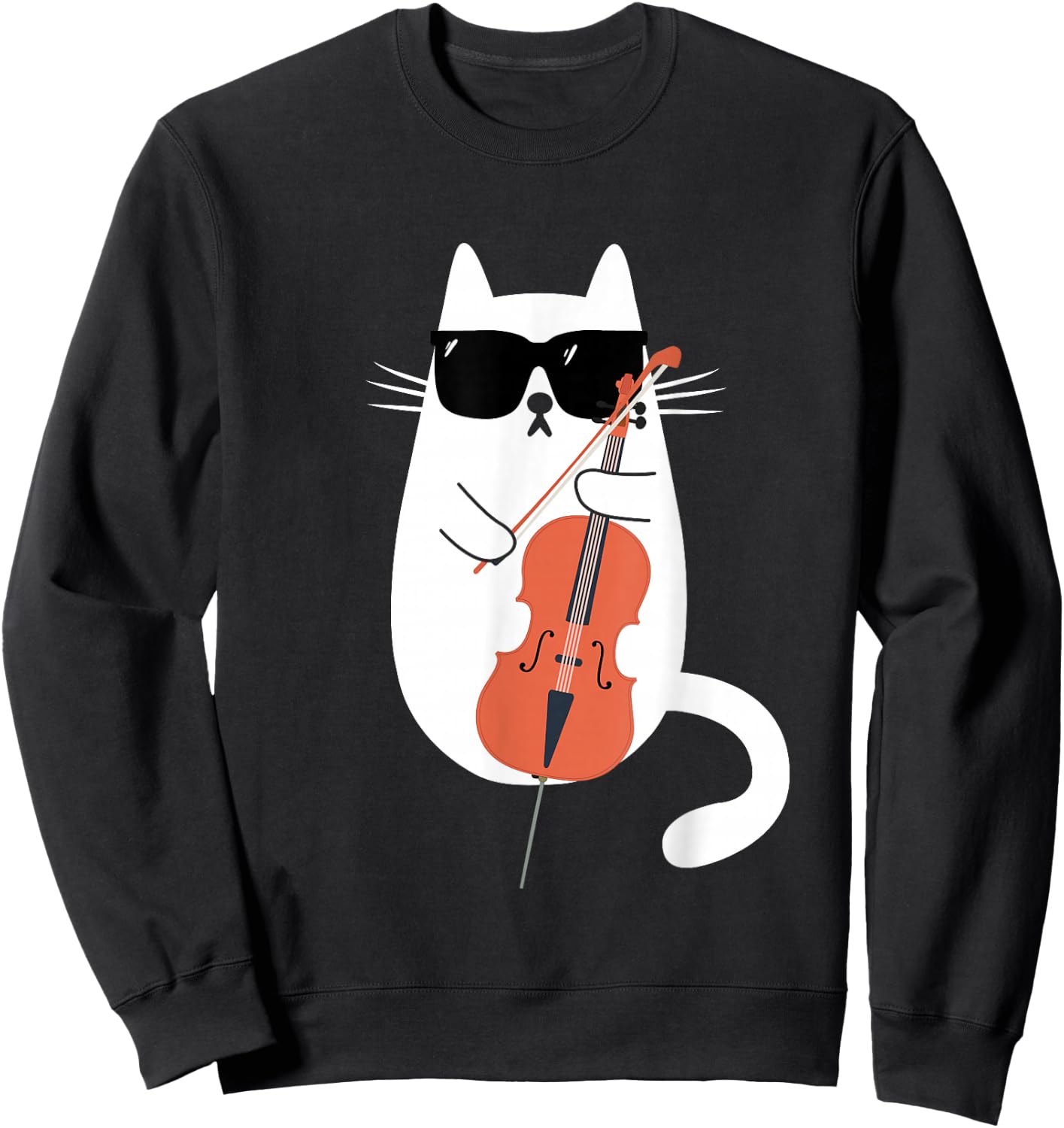Funny Cat Wearing Sunglasses Playing Cello Cellist Musician Sweatshirt - Sweatshirt | Black