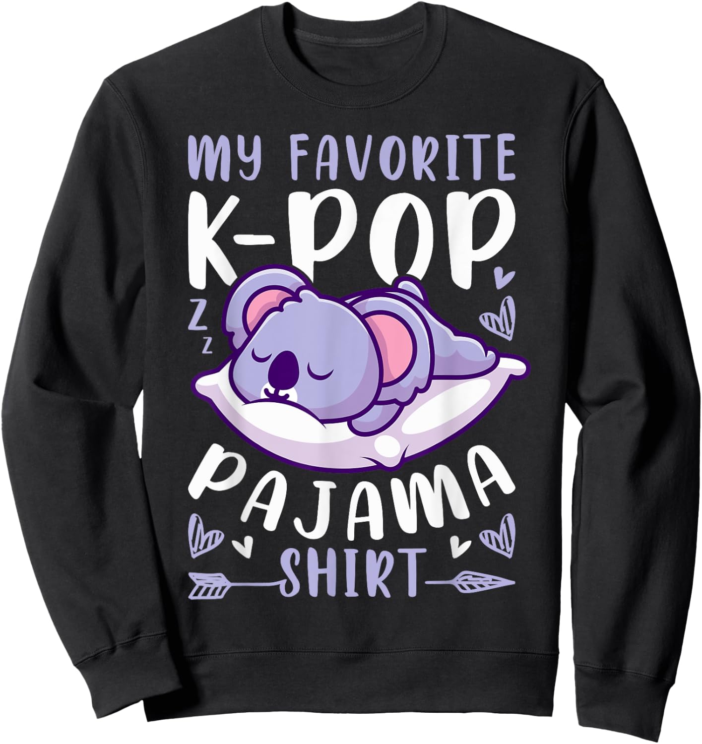 K-Pop Music, Sleeping Koala, K-Pop Pajama Sweatshirt - Sweatshirt | Black