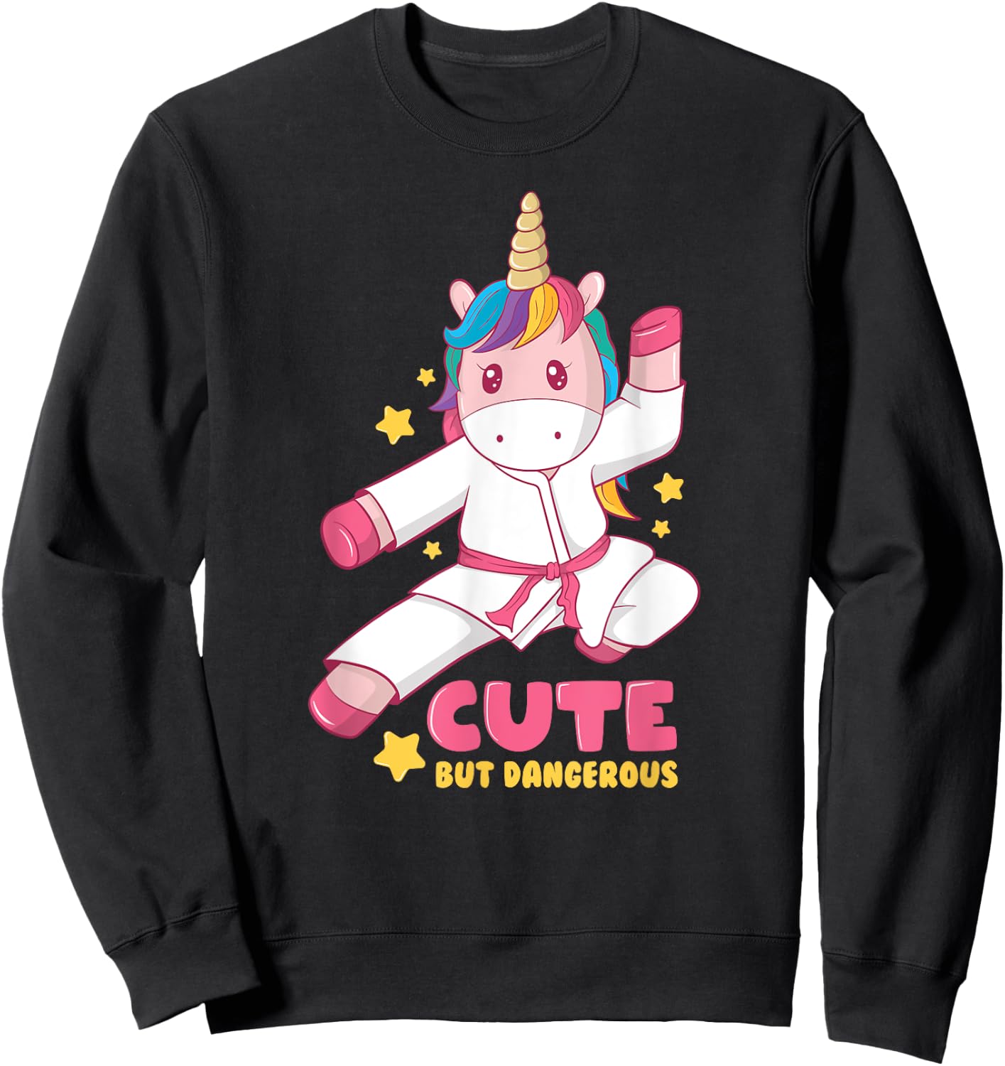 Cute But Dangerous Funny Girls Karate Unicorn Love Sweatshirt - Sweatshirt | Black