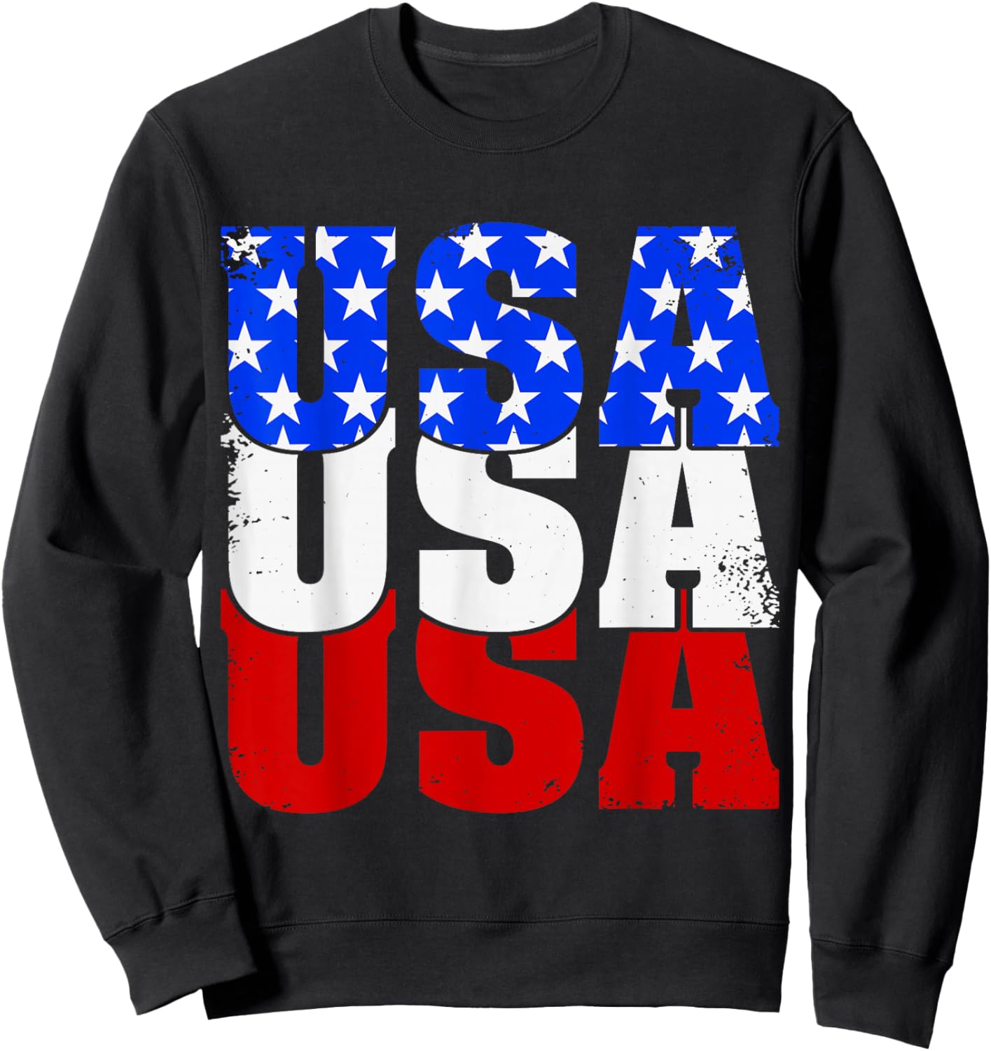 USA Patriotic American Flag Men Women 4th of July America Sweatshirt - Sweatshirt | Black