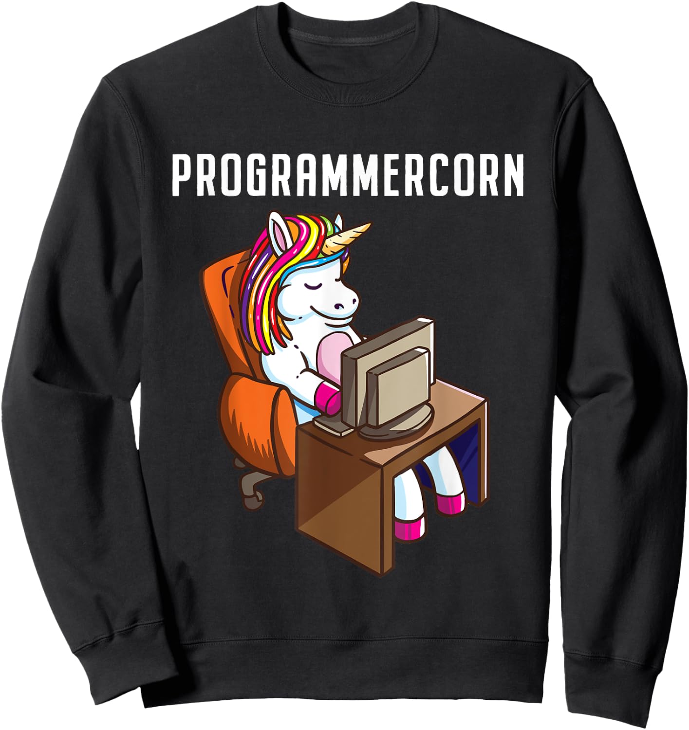 Funny Programmer Unicorn Programming Coding Nerd Girls Gift Sweatshirt - Sweatshirt | Black