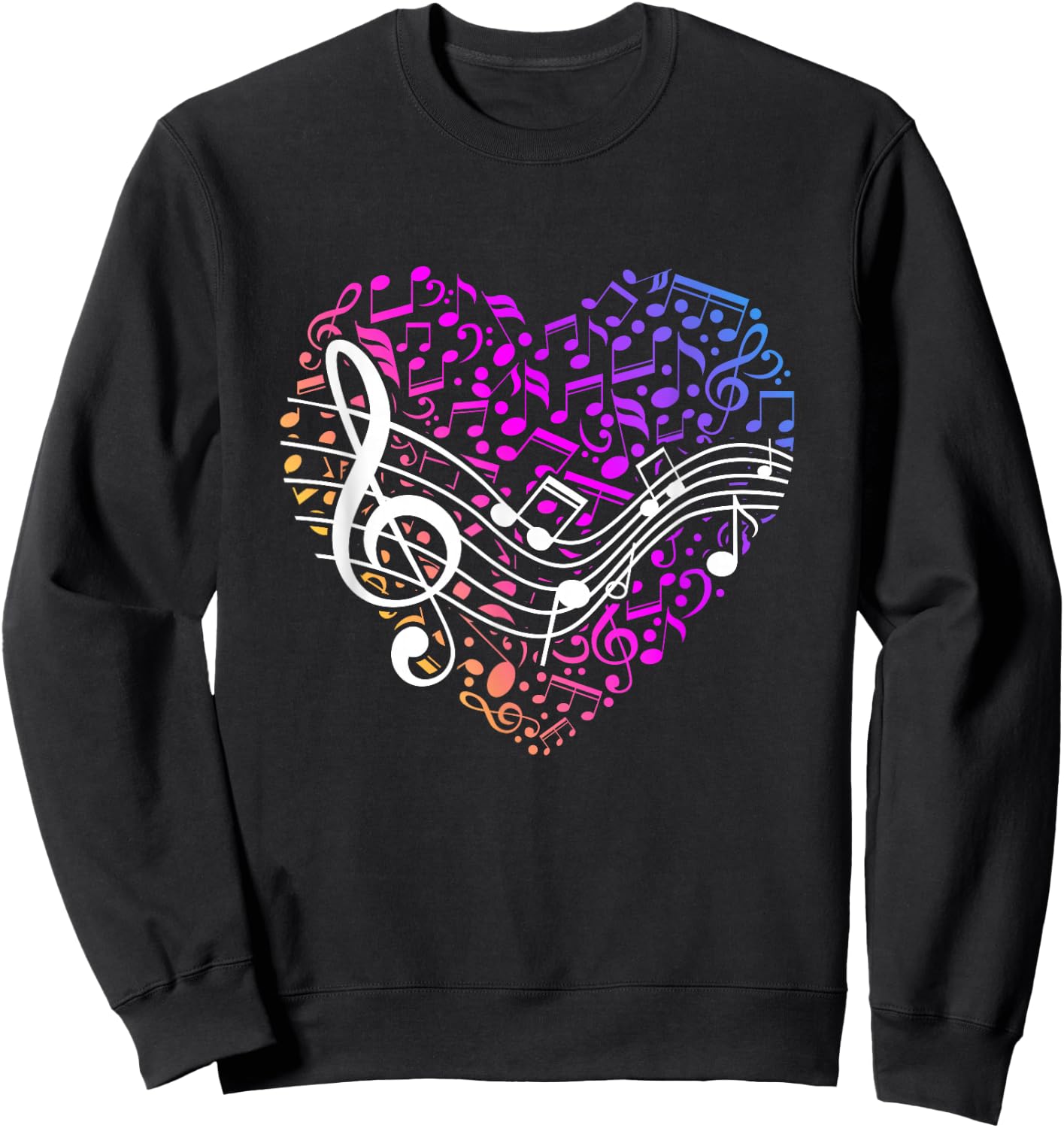 Music Heart Gift Valentine's Day Treble Clef Sweatshirt - Sweatshirt | Black