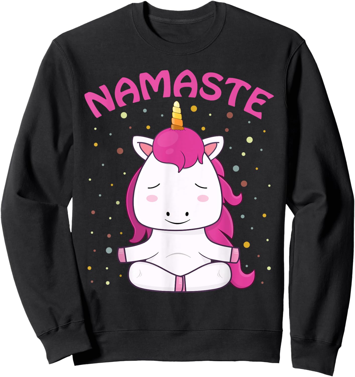 Unicorn Yoga Shirt Girls Magical Unicorns Sukhasana Namaste Sweatshirt - Sweatshirt | Black