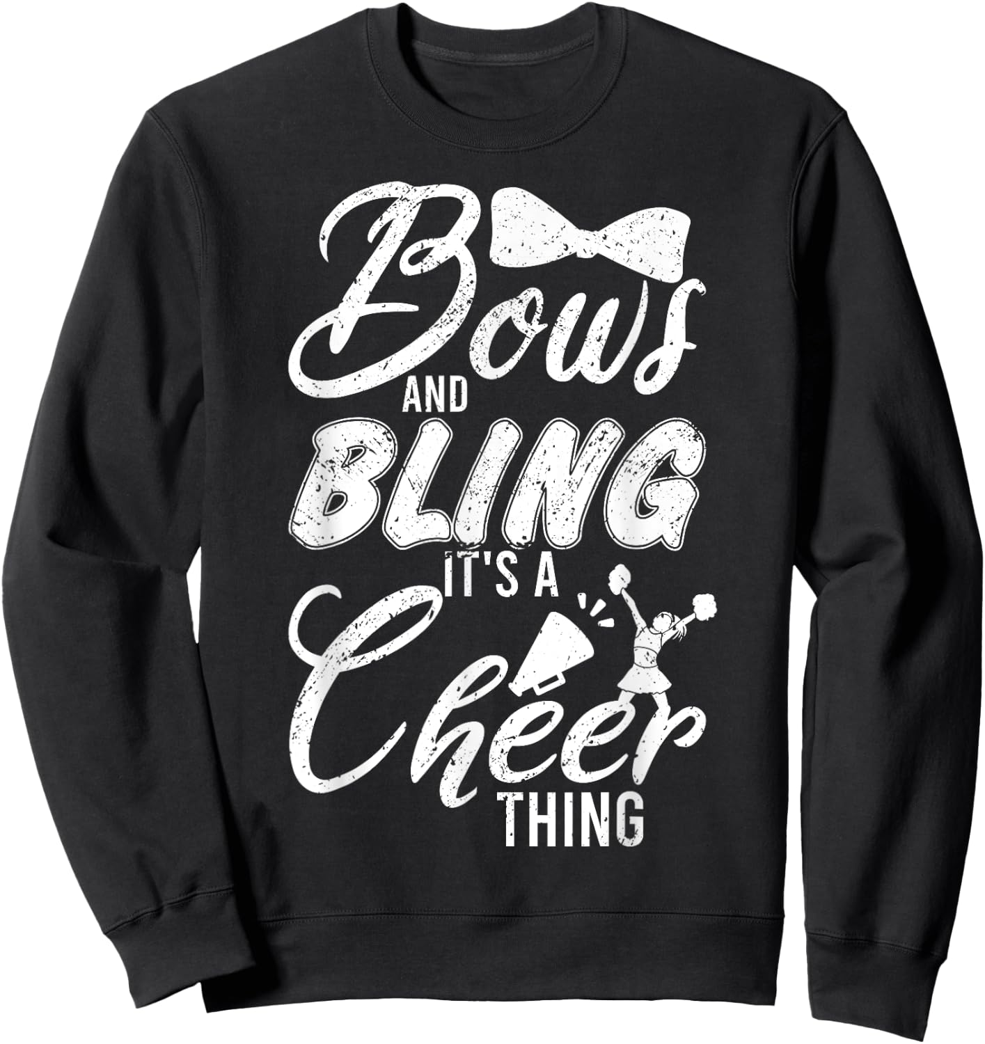 Youth Team Cute Cheerleader Bows And Bling Its A Cheer Thing Sweatshirt - Sweatshirt | Black