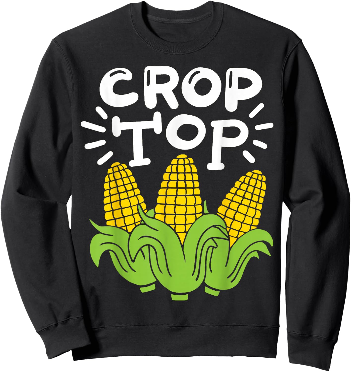 Corn Farm Farmer Co. Women's Black Cartoon Crop Top Sweatshirt - Sweatshirt | Black