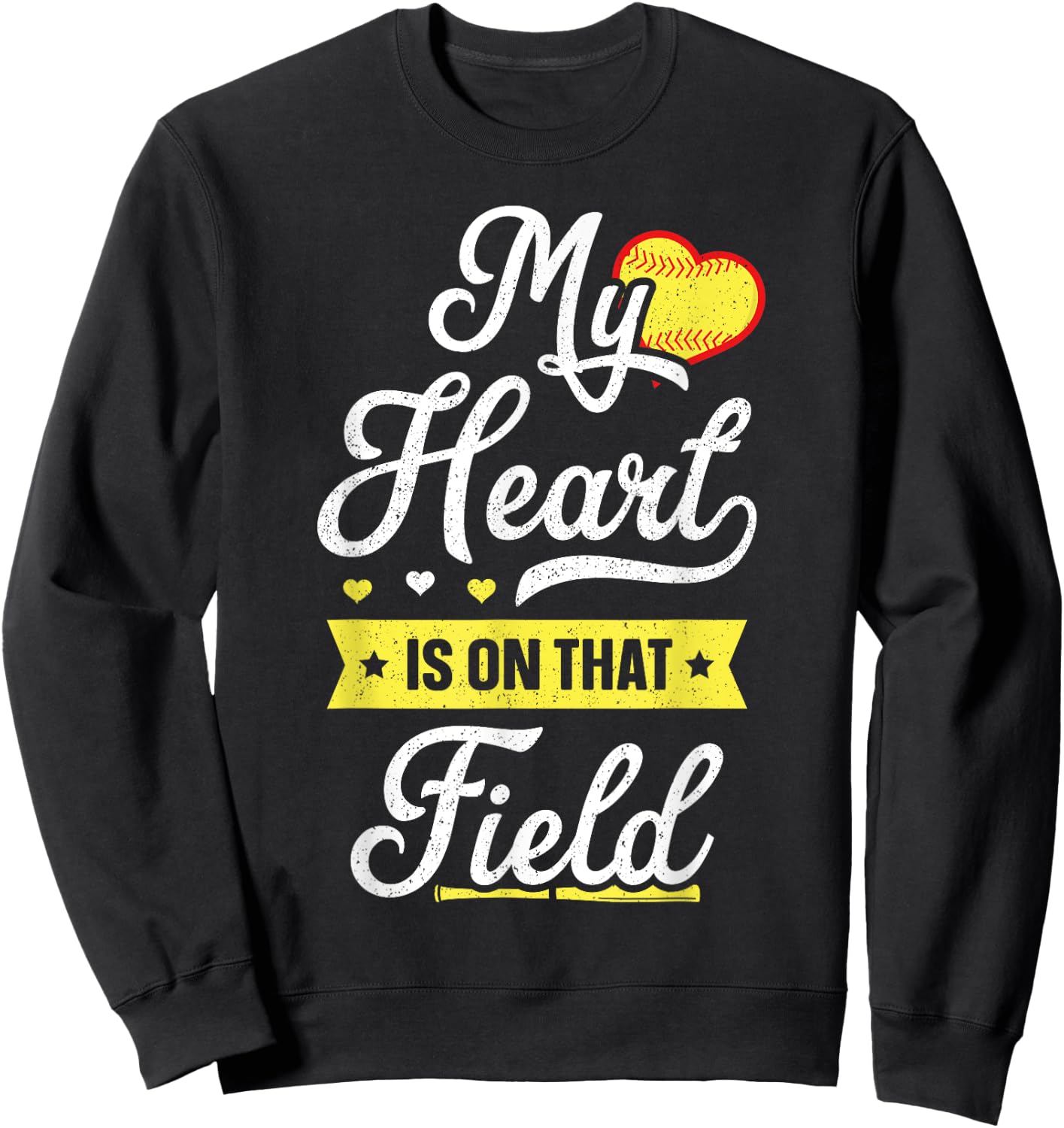 My Heart Is On That Field Shirt Gift Cute Mom Softball Sweatshirt - Sweatshirt | Black