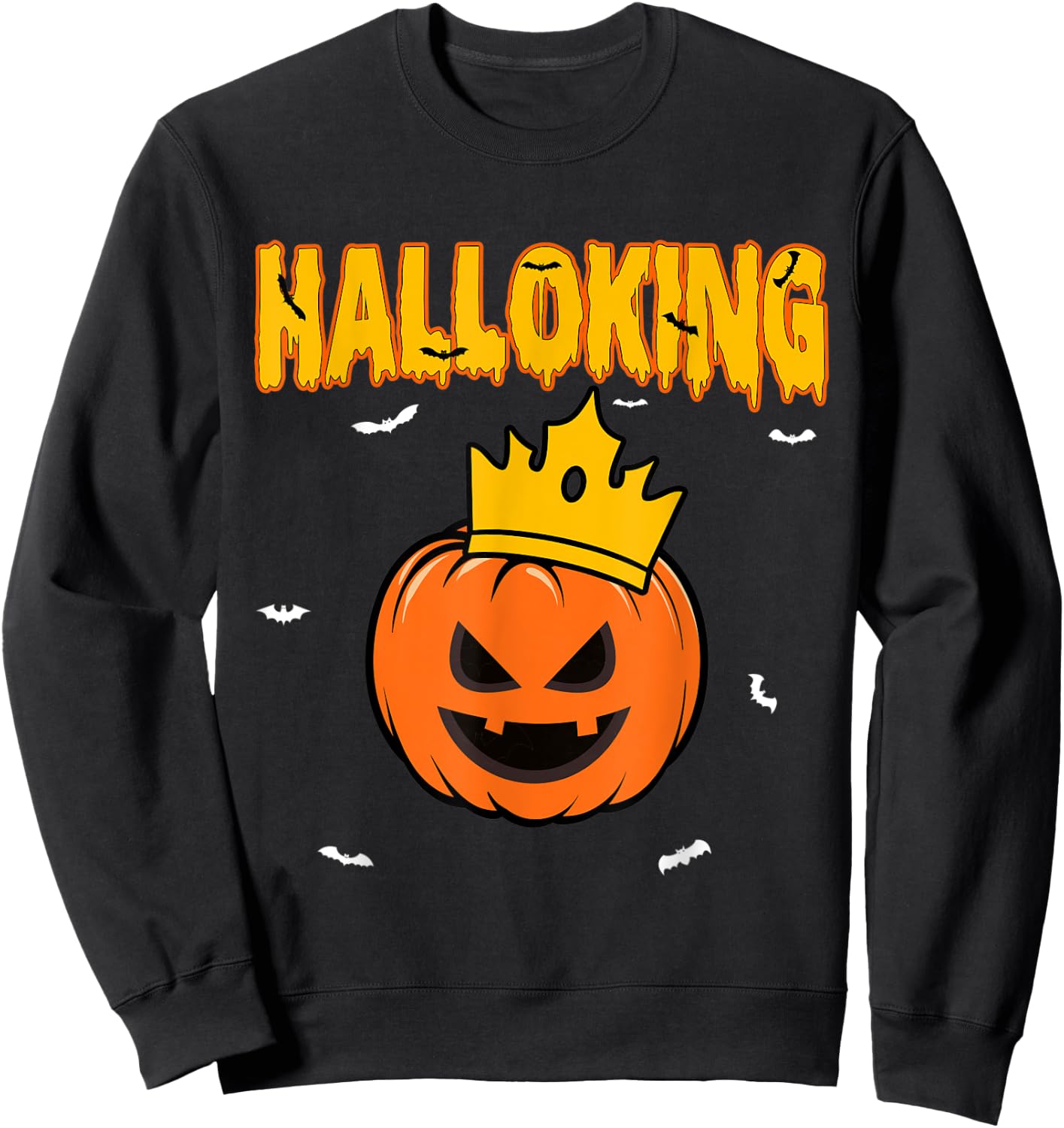 Halloking Halloween King Evil Pumpkin with Vintage Crown Sweatshirt - Sweatshirt | Black