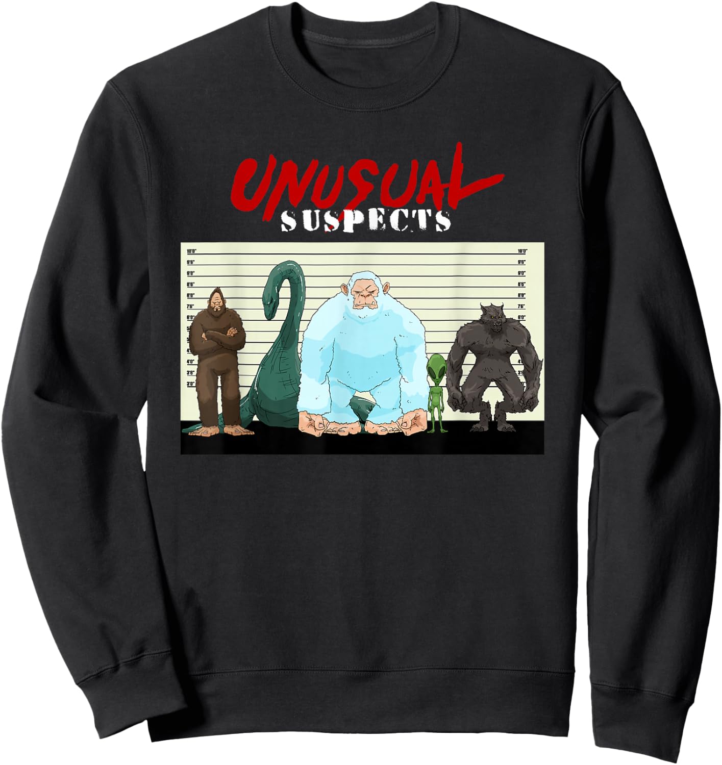 Funny Bigfoot Sasquatch Alien Lochness Monster Werewolf Gift Sweatshirt - Sweatshirt | Black
