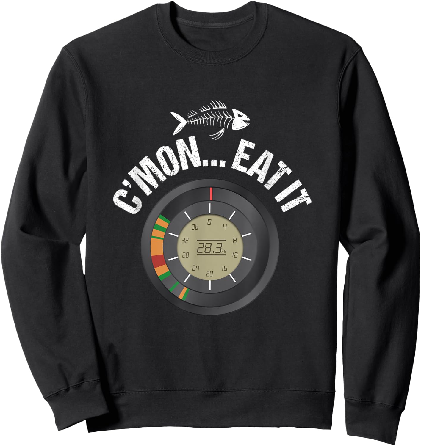 Funny Ice Fishing Flasher Fish Finder Graphic C'mon Eat It Sweatshirt - Sweatshirt | Black
