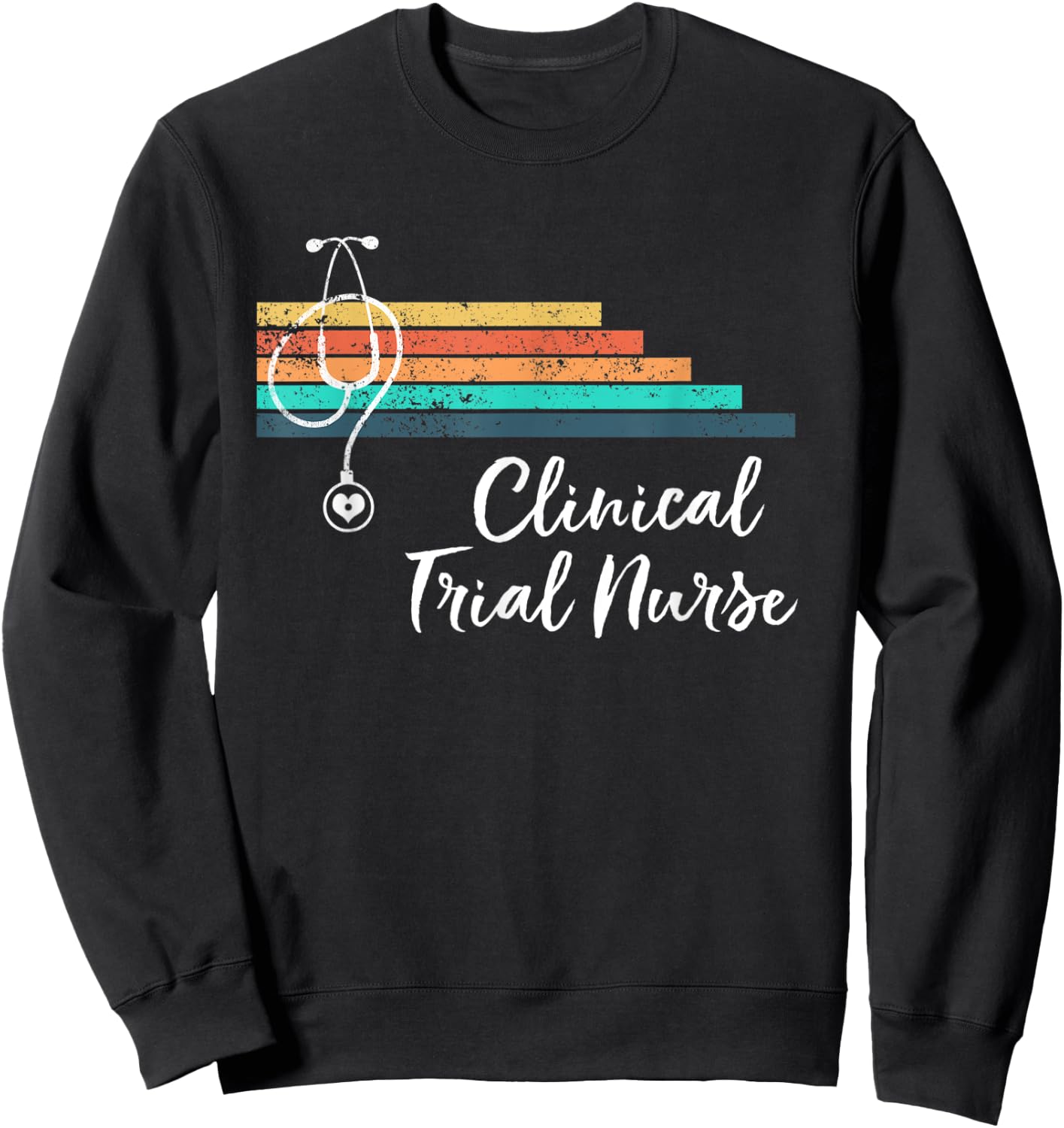 Retro Vintage Medical Stethoscope Clinical Trial Nurse Sweatshirt - Sweatshirt | Black