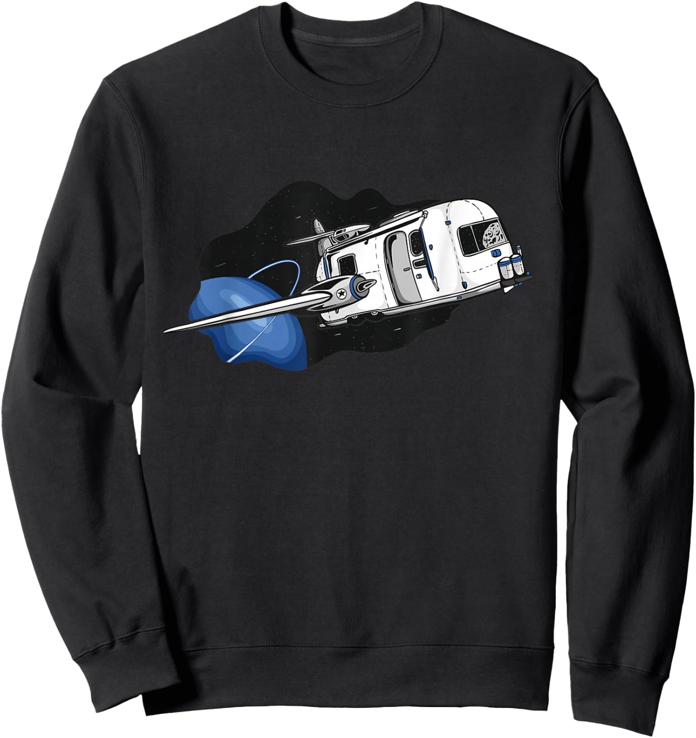 Funny Vintage Airstream Space Moon Camping trailer Sweatshirt - Sweatshirt | Black