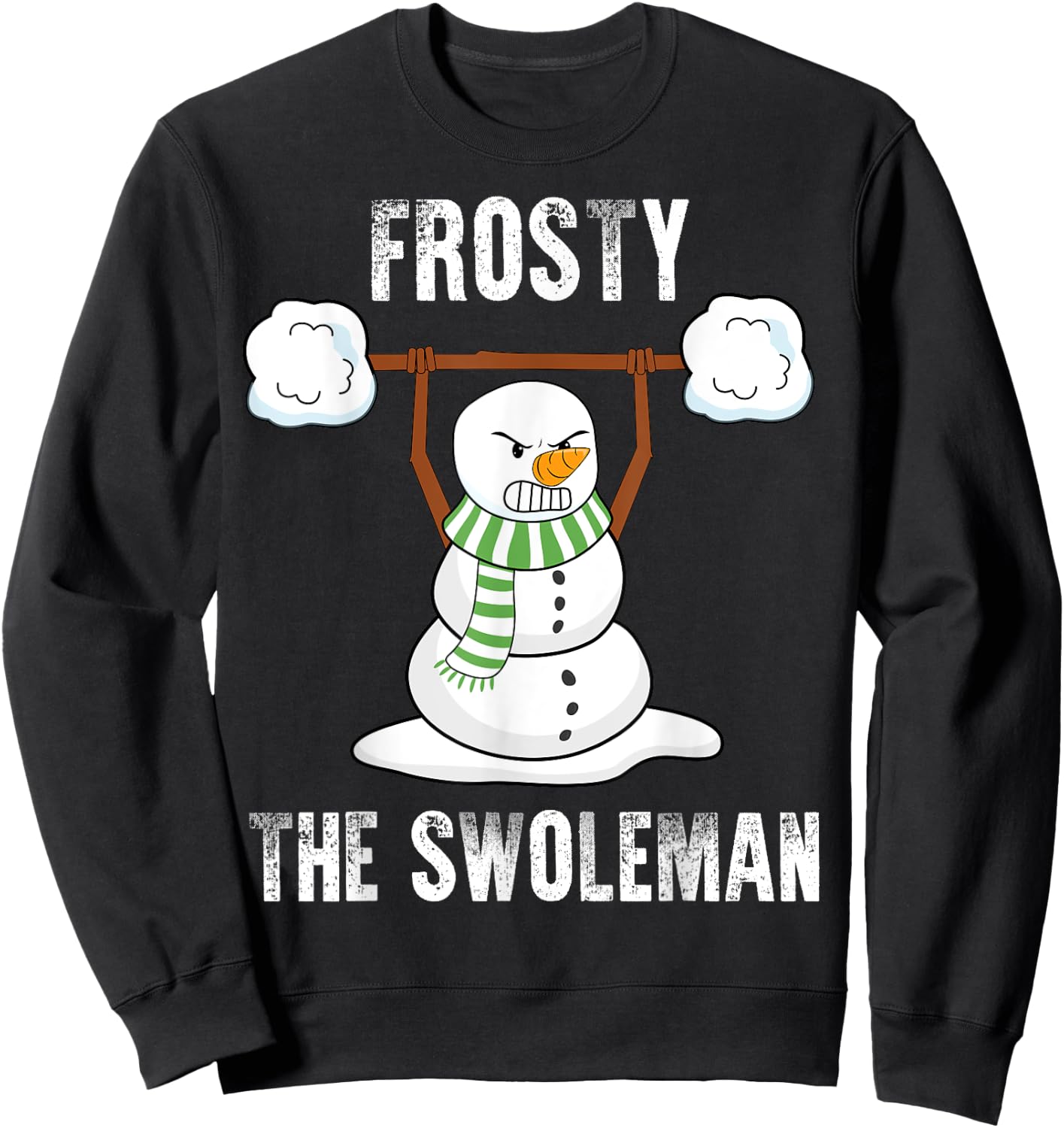 Frosty The Swoleman - Weightlifter Bodybuilding Christmas Sweatshirt - Sweatshirt | Black