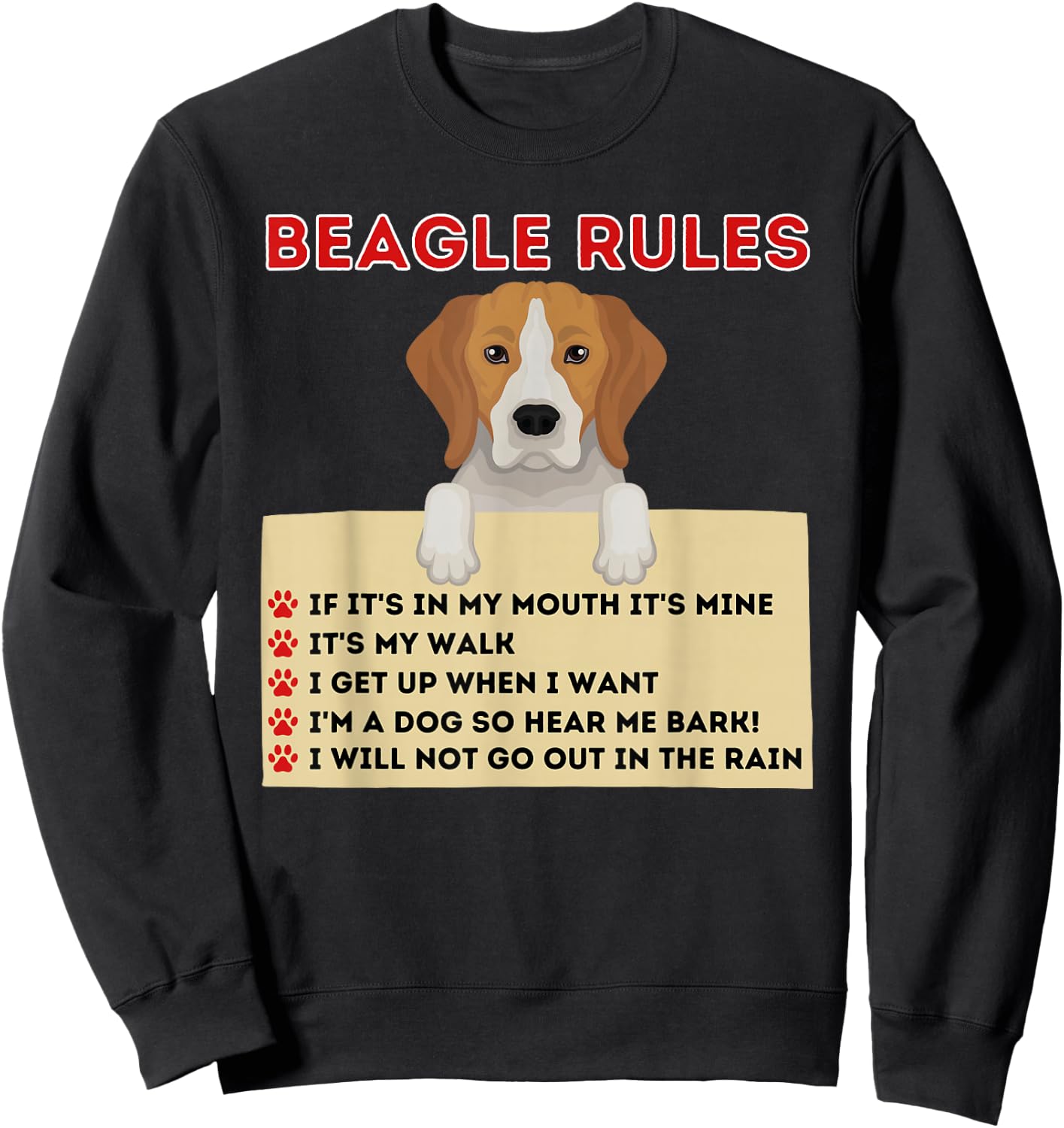 Beagle Rules For Owner - Funny Beagle Dog Lover Pet Owner Men Women Kids Sweatshirt - Sweatshirt | Black