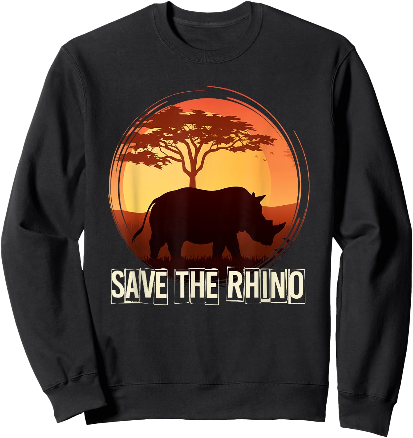Africa Zoo Keeper Rhinoceros -Adults Black Animal Pattern Small Sweatshirt - Sweatshirt | Black