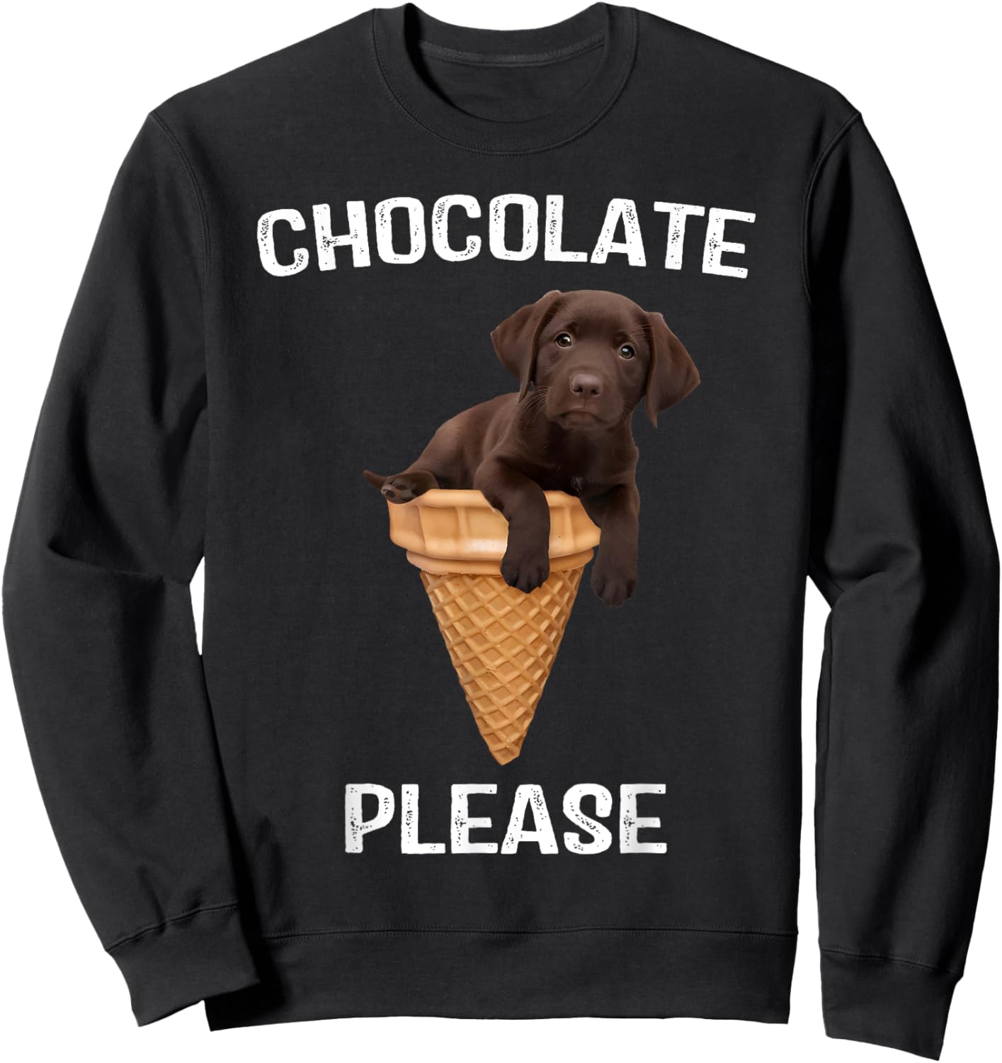 Chocolate Lab Waffle Cone Ice Cream Cute Labrador Puppy Dog Men Women Kids Sweatshirt - Sweatshirt | Black