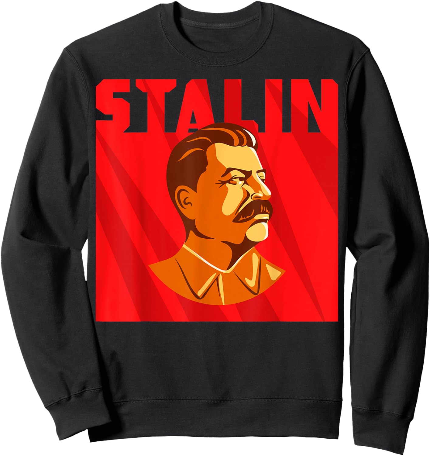 Stalin on red background SOVI8 Vintage Propaganda Sweatshirt - Sweatshirt | Black