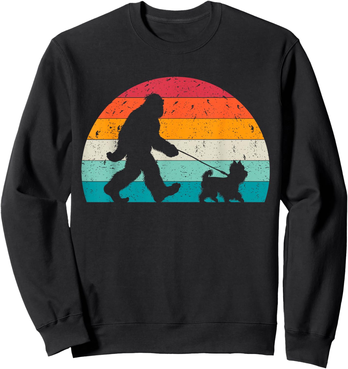 Bigfoot Walking a Dog Funny Yorkshire Terrier Lovers Dog Dad Women Girls Kids Sweatshirt - Sweatshirt | Black