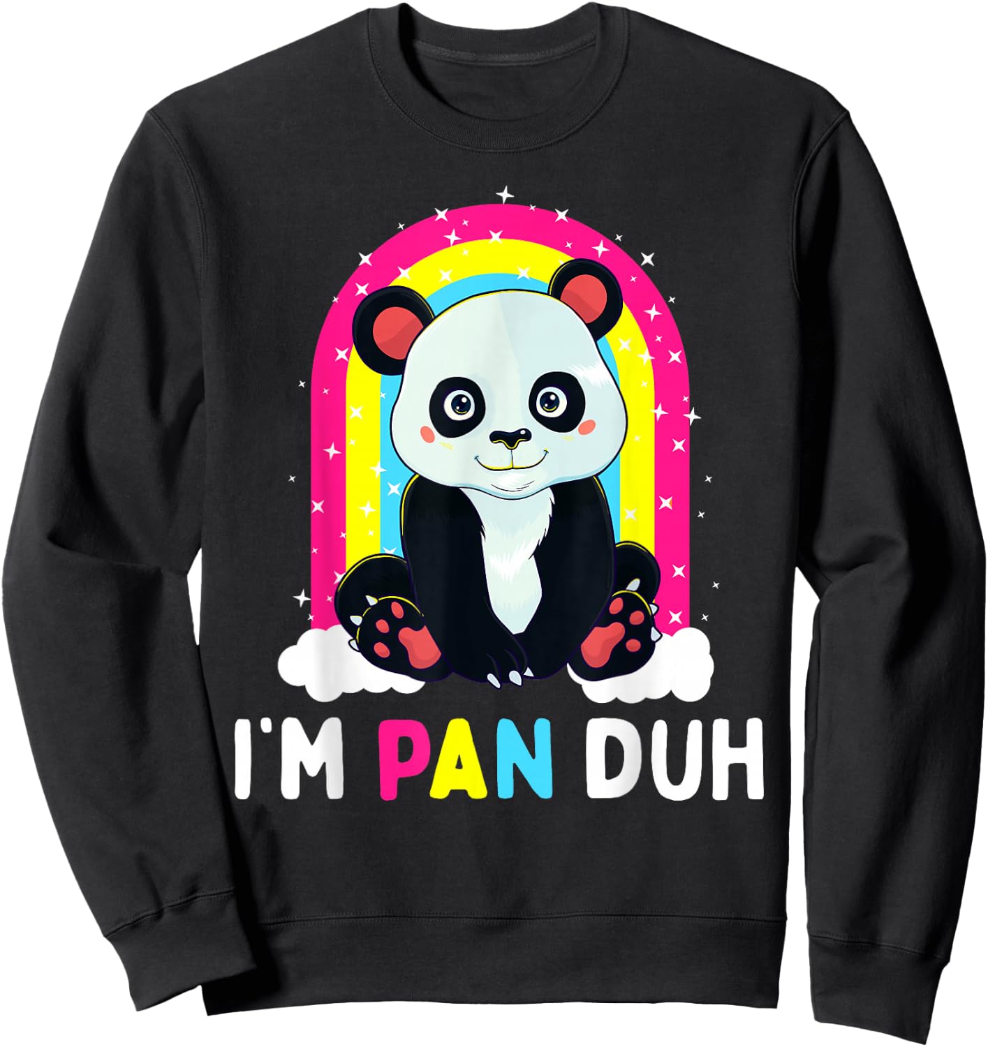 I'm Pan Duh Pansexual Pride Panda Rainbow Flag LGBT Gift Sweatshirt - Sweatshirt | Black