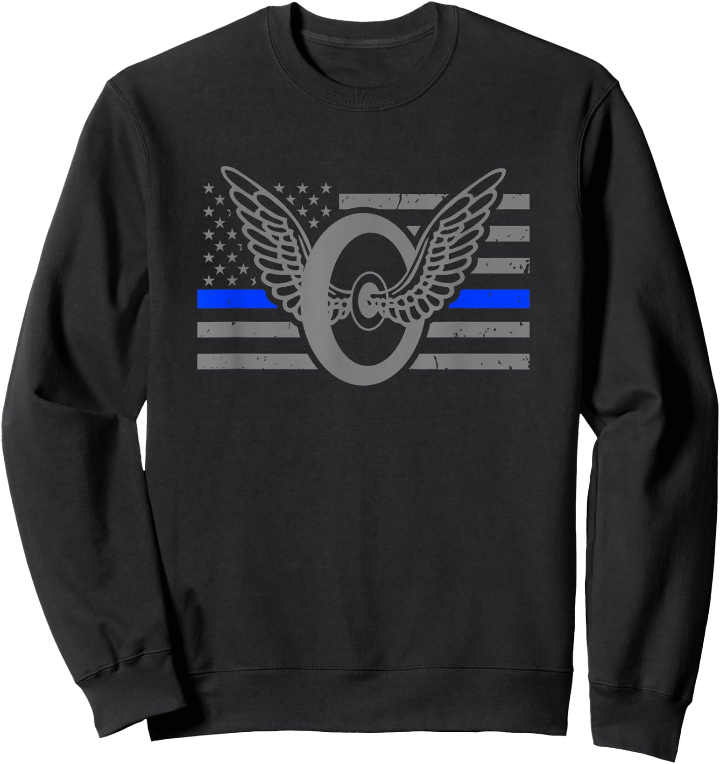 Motor Officer - Thin Blue Line Flag - Motorcycle Cop Sweatshirt - Sweatshirt | Black