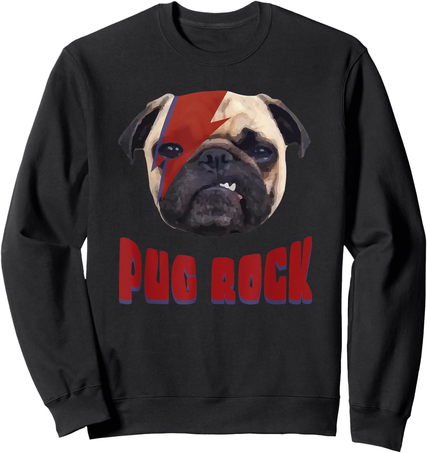 Pug Rock Funny Rockin Glam Dog Pug Face Retro Vintage Women Kids Sweatshirt - Sweatshirt | Black
