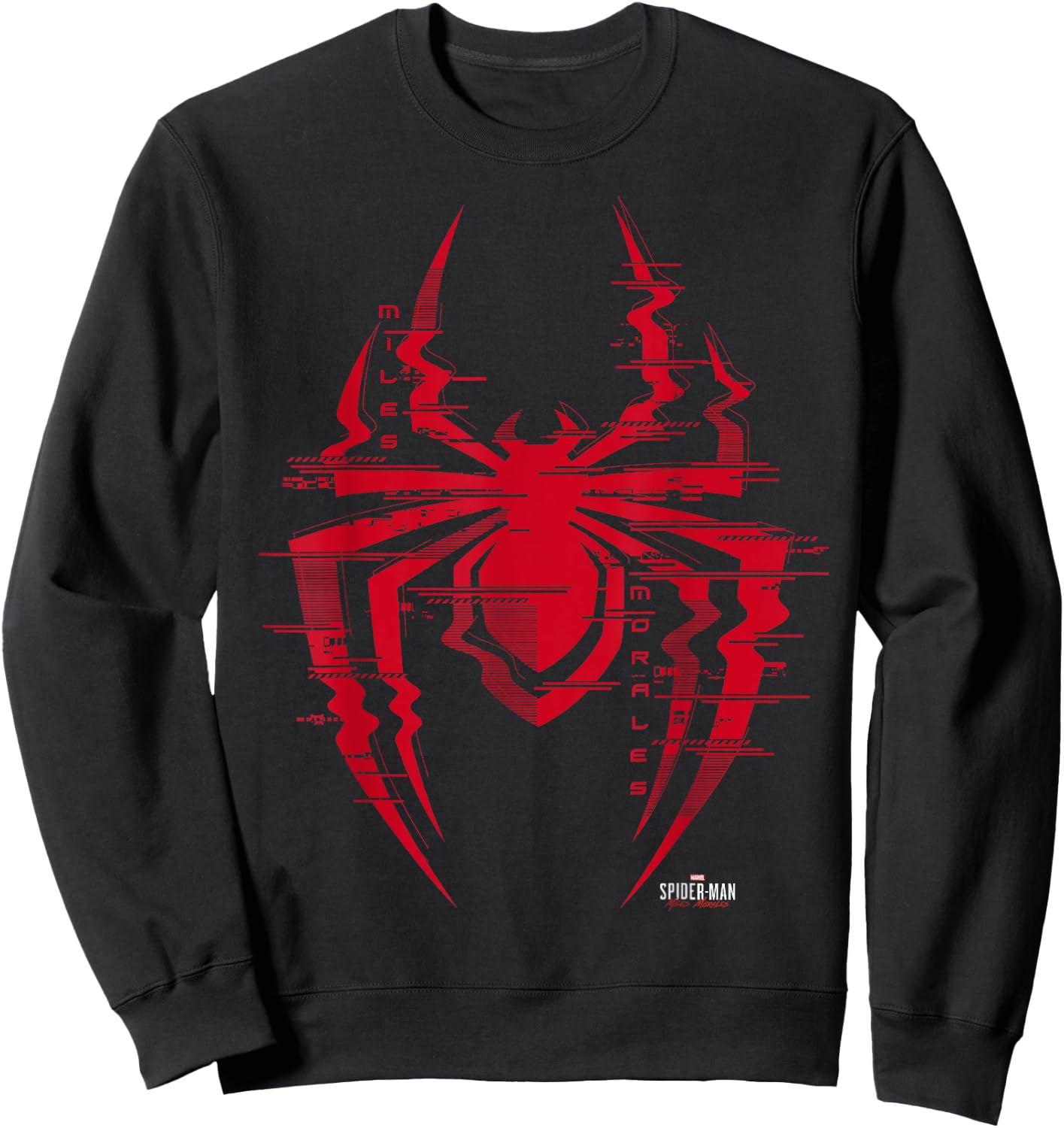 Marvel Spider-Man: Miles Morales Glitch Spider Logo Sweatshirt - Sweatshirt | Black