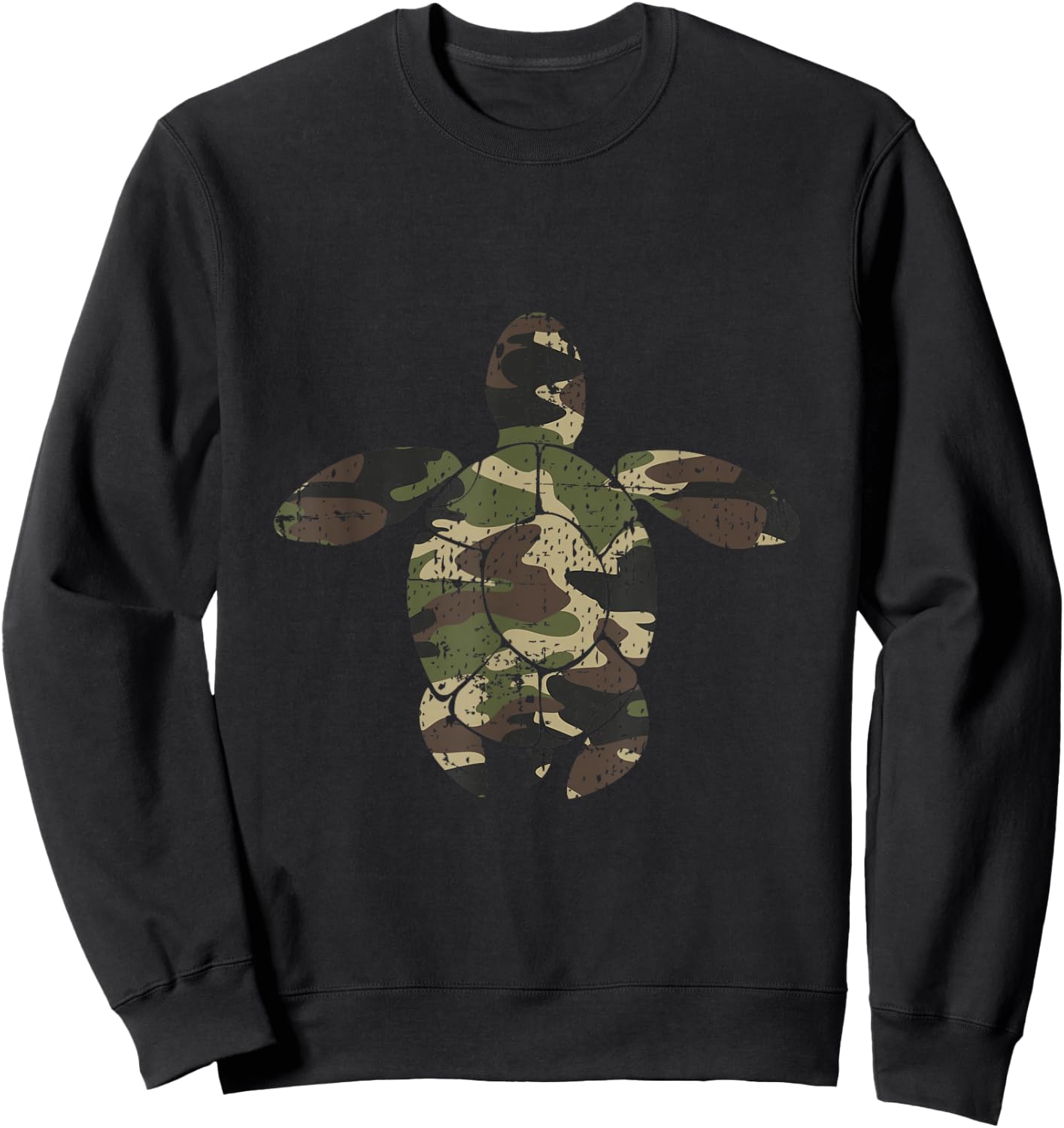 Camo Print Sea Turtle Shirt Sweatshirt - Sweatshirt | Black